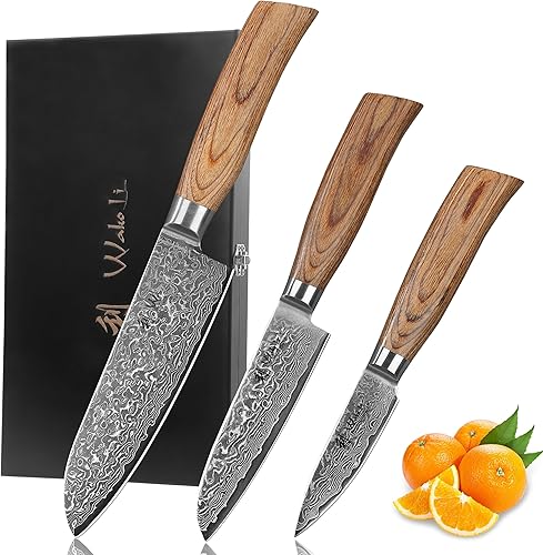 Miniatura 14 de Wakoli EDIB Pro Damascus - Juego de cuchillos de cocina de 5 piezas, cuchillos de cocina de estilo japonés, cuchillas de acero de Damasco genuino