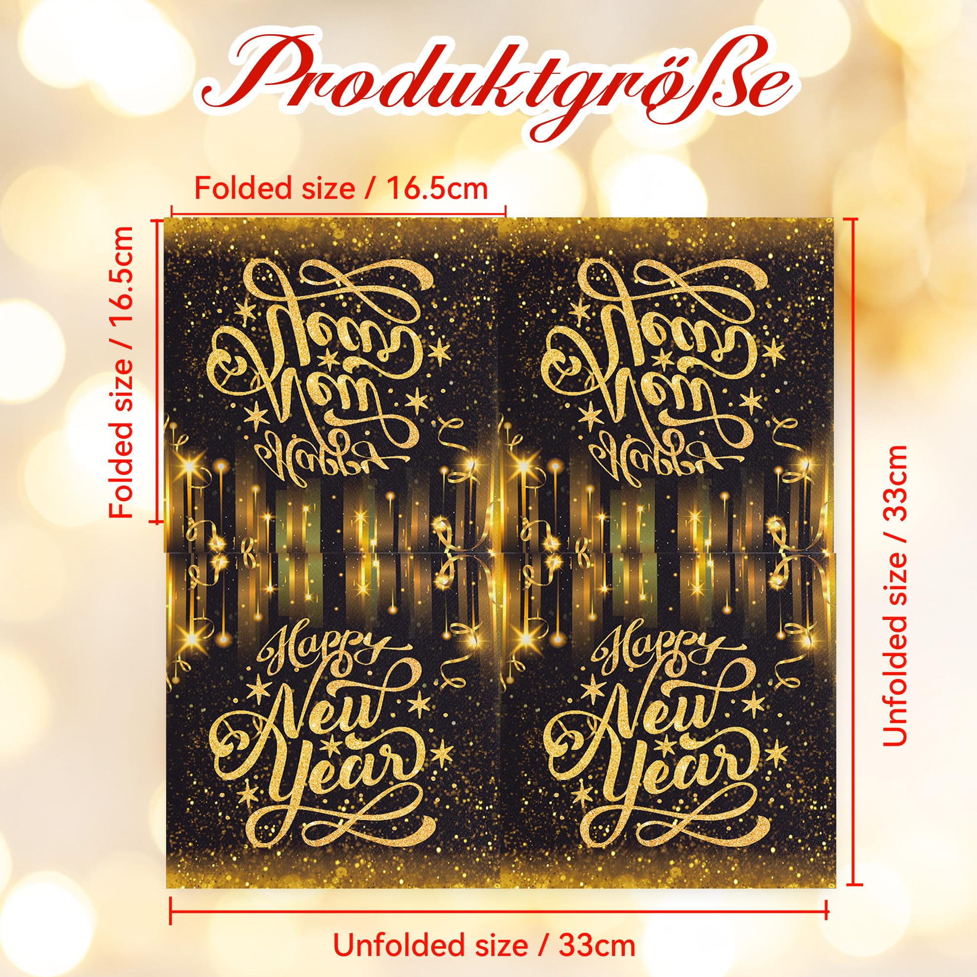 TGFIX 40 stuks nieuwjaarsservetten Happy New Year servetten