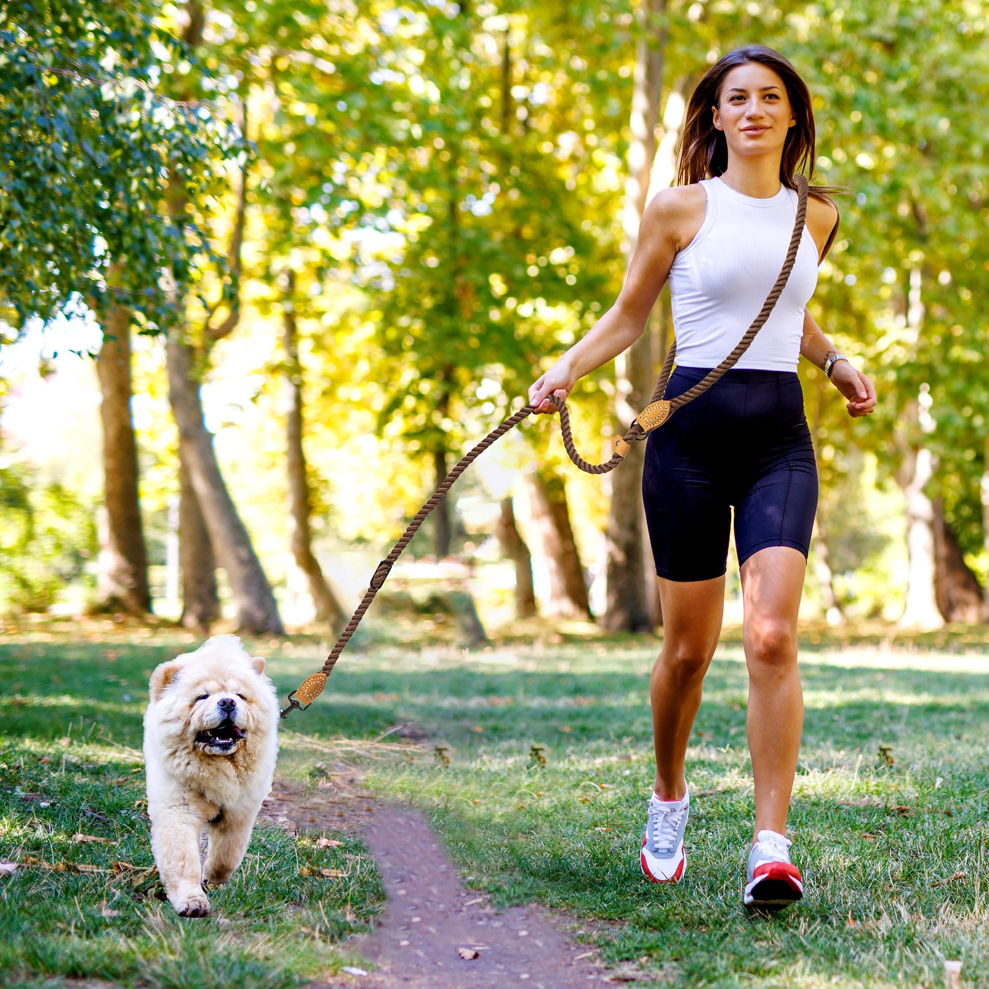 Mile High Life Hands Free Dog Leash, Crossbody Waist Leash with Genuine Leather Connection - Image 2