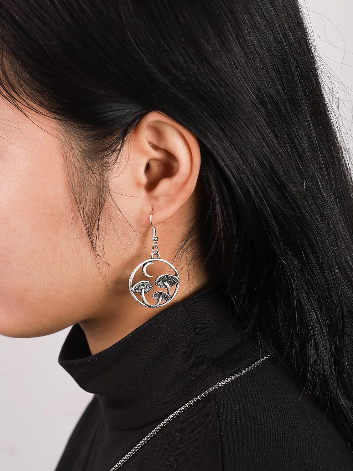 HAQUIL Mushroom Earrings Circle For Women Celtic Knot Crescent Moon Dangle Drop Earrings Moonstone Pendant Mushroom Gifts For Women - Image 7