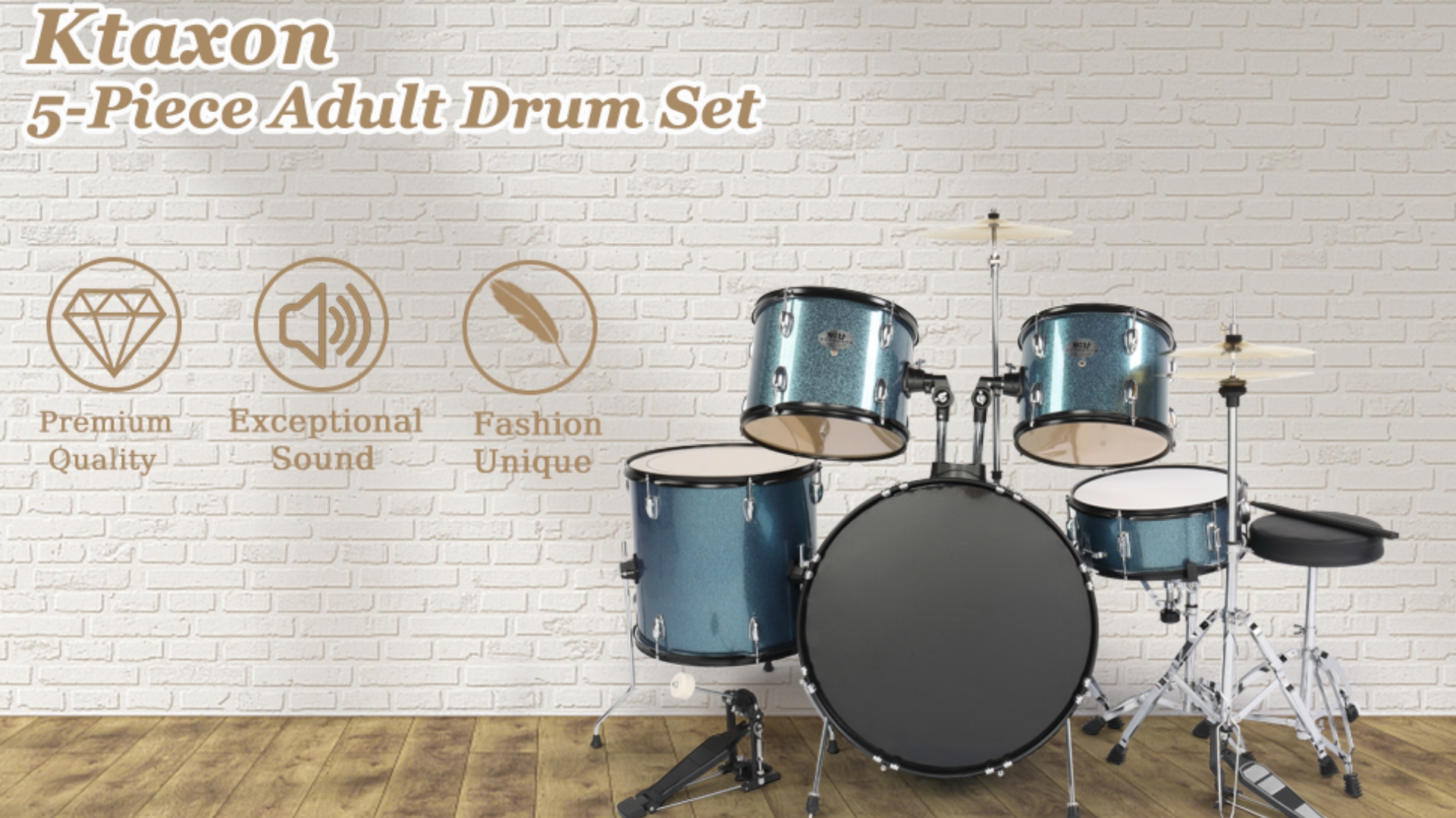 Watch Ktaxon 5-Piece Adult Drum Set on Amazon Live