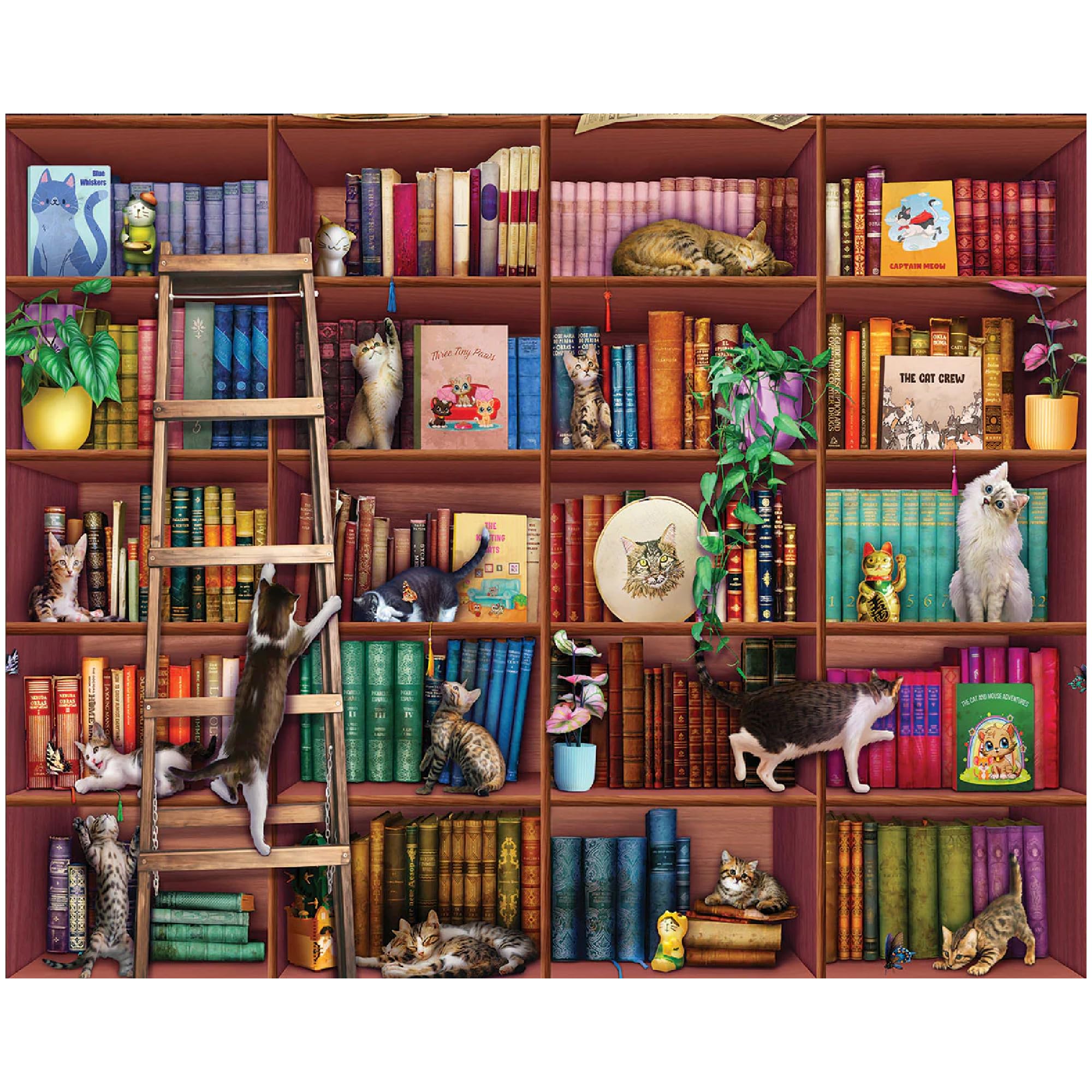 Amazon.com: White Mountain 1000 Piece Jigsaw Puzzle Fun Cat Books