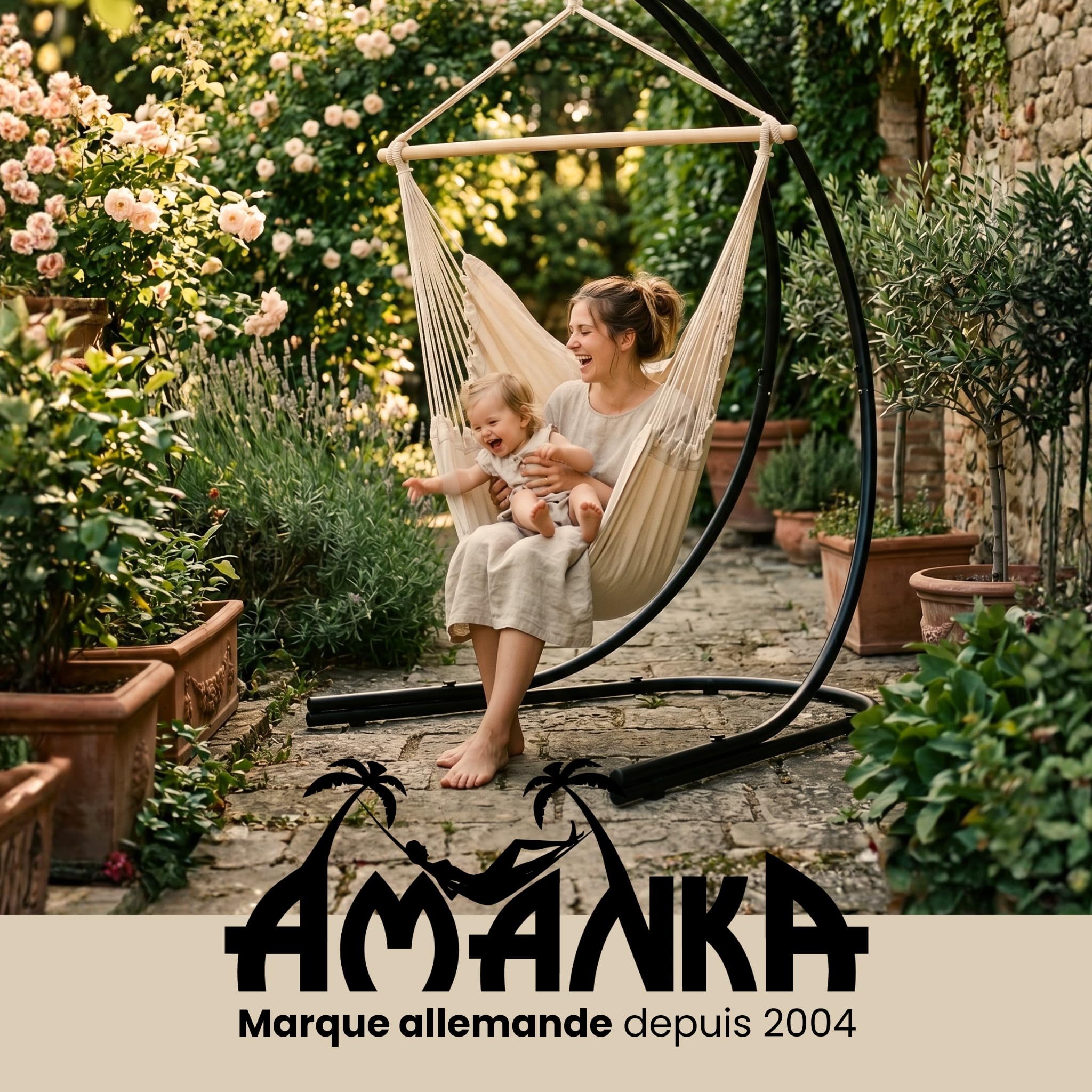 AMANKA Jusqu'à 150kg : Support pour Fauteuil Suspendu - 210cm Support Chaise Suspendue - Cadre Aesthetic pour Fauteuil de Jardin Siege Suspendu Fauteuil a Suspendre - Support Sac de Frappe sur Pied