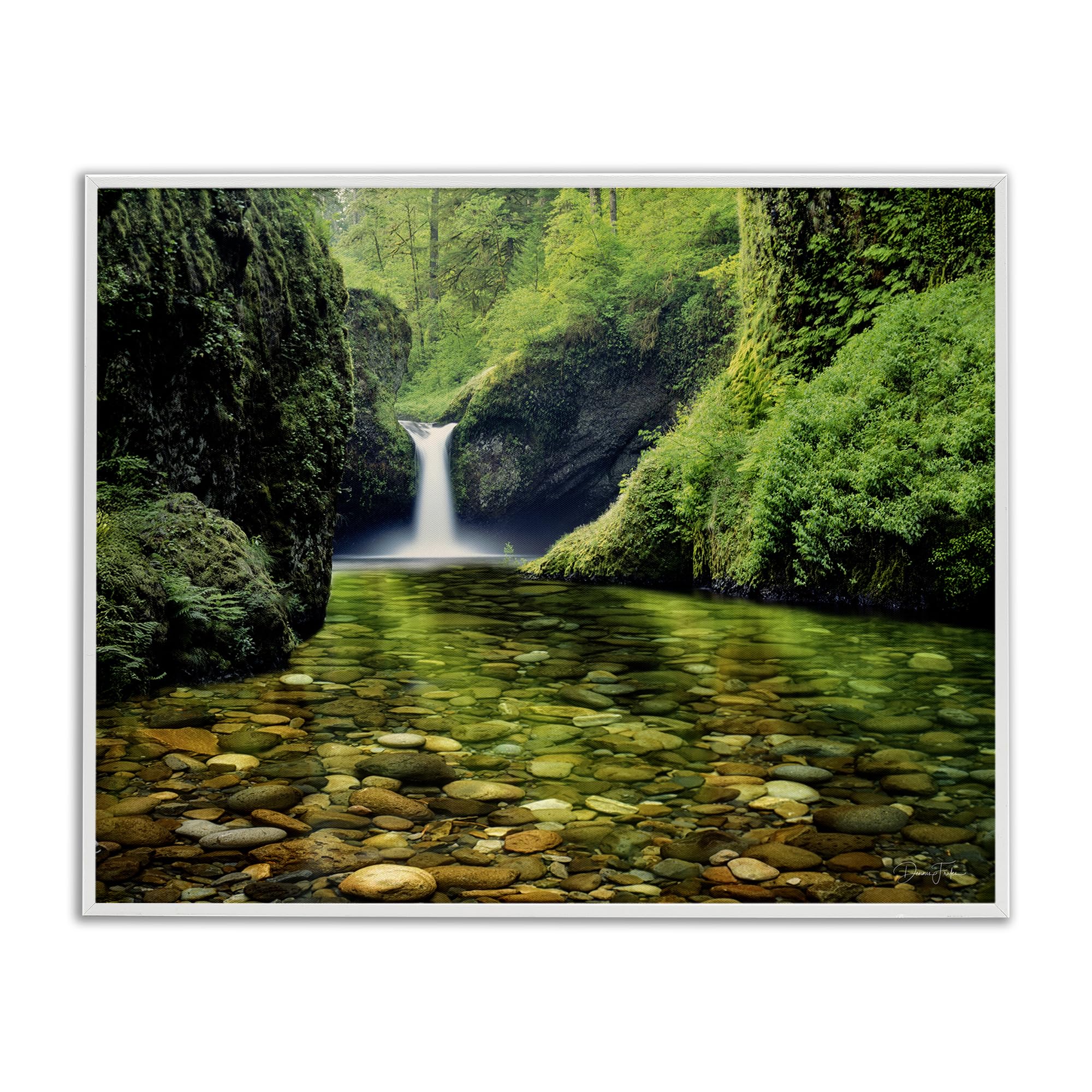 Stupell Industries 'Punchbowl Falls in Emerald Forest', Framed Giclee Art, White, 30 x 24 Inches, Easy to Hang and Sturdy, Made in USA, by Dennis Frates