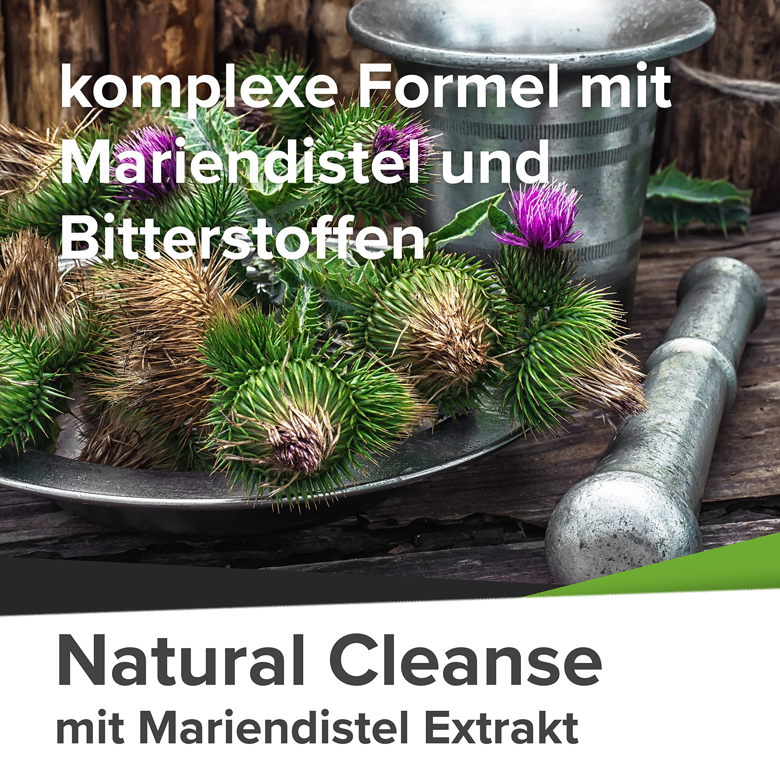 Natural Cleanse Kapseln | Mariendistel Kapseln hochdosiert | 360 Kapseln mit Artischockenextrakt und Löwenzahn für 12 Monate Vorrat | laborgeprüft & vegan | Made in Germany