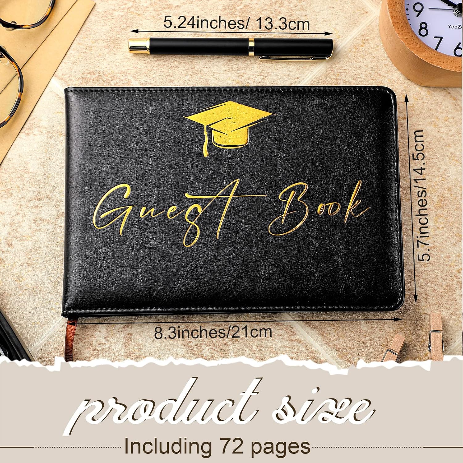Frienda 2026 Graduation Guest Book Sign in Album Leather with Pen, Black