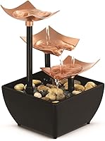 HoMedics Golden Dew 3-Tier Tabletop Water Fountain with River Rocks & Quiet Pump - Zen Relaxation for Home Office
