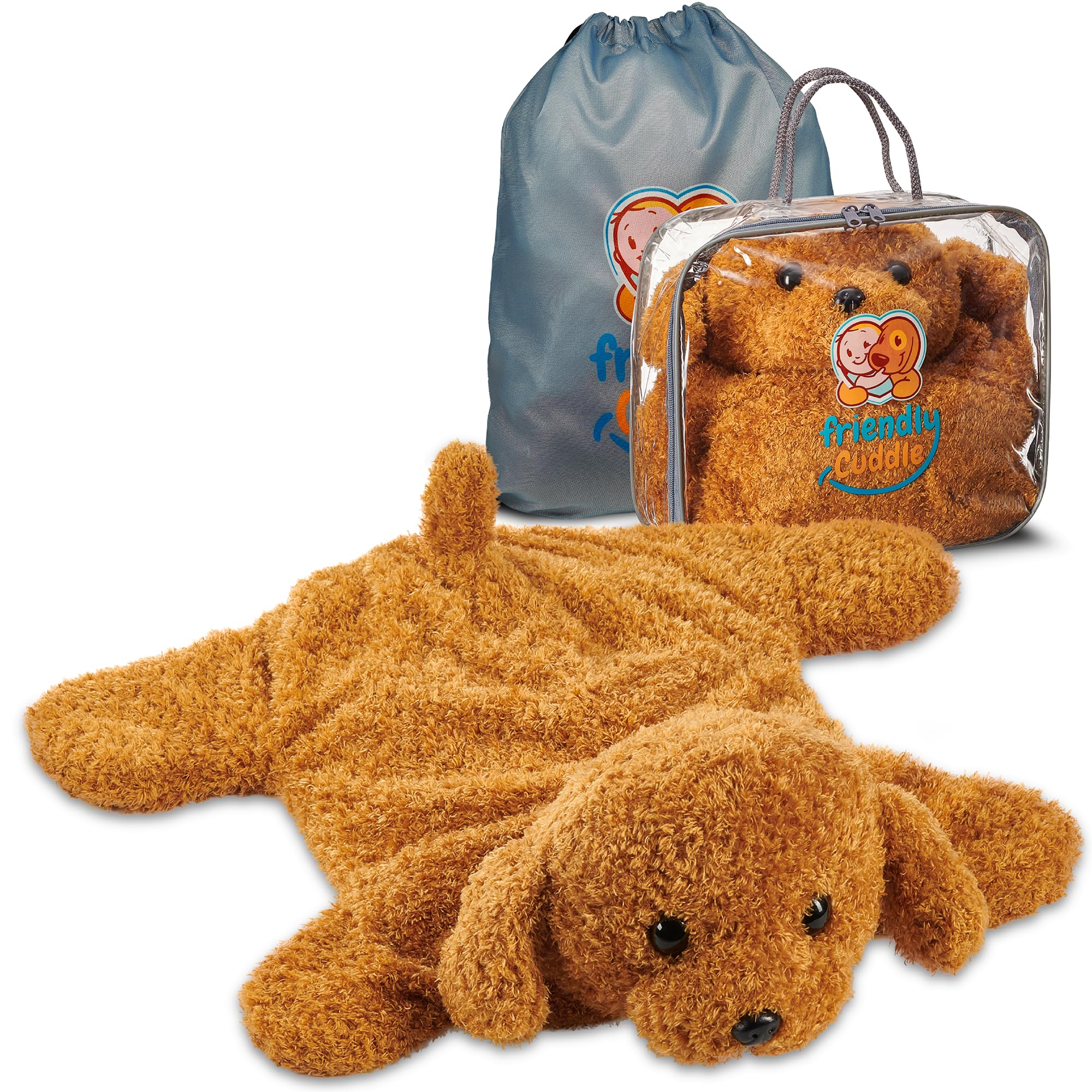 FRIENDLY CUDDLE Weighted Lap Blanket for Kids & Adults – Teddy Weighted Blanket – ASD, Sensory Processing Weighted Stuffed Animals Dog Toy – Microwavable Weighted Lap Pad for Kids, 5 Lbs