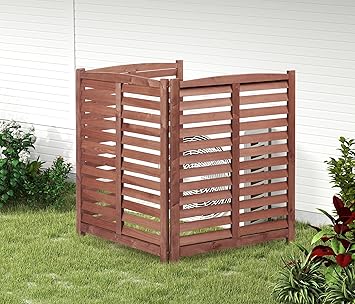 3-Panel Outdoor Air Conditioner Fence Screen, Outside Wood Privacy Fence, 32" W x 38" H