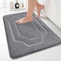 Vista 21 de BEQHAUSE Alfombras de baño, suaves y absorbentes, antideslizantes, lavables a máquina, alfombra de baño gruesa gris para baño, bañera y lavabo, 24 x