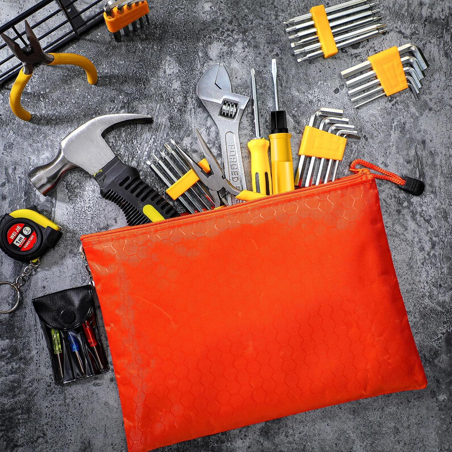 Lothee 114 Pcs Christmas Men Gifts Bulk Mini Tool Kit with Tool Bags Mini Tape Screwdriver Keychain Double Screw Drive Bits for Men Christmas Gifts Birthday Adult (Colorful)