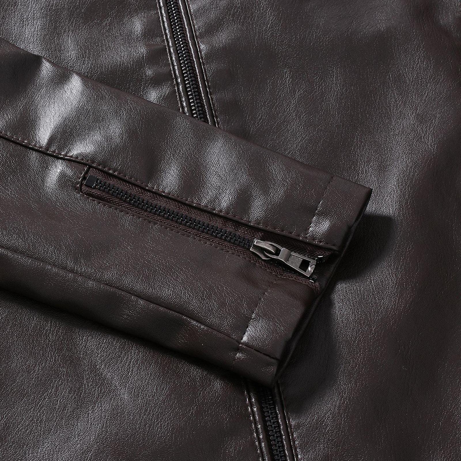Blazer Giacca da uomo con colletto alto e maniche lunghe monopetto tuta autunno inverno abito da lavoro formale vita ritirata tunica camicetta per uomo M 5XL, Caffè in pelle, M