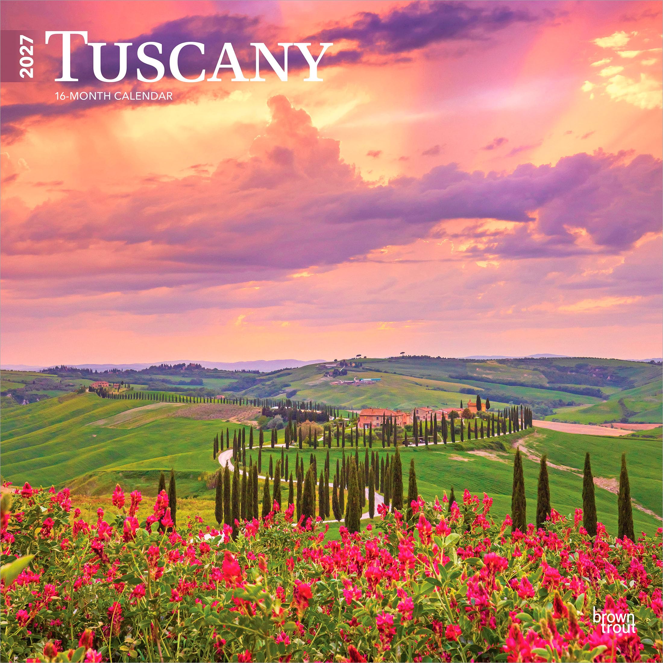 Tuscany 2027 12 X 24 Inch (Hanging) Monthly Square Wall Calendar Plastic-Free