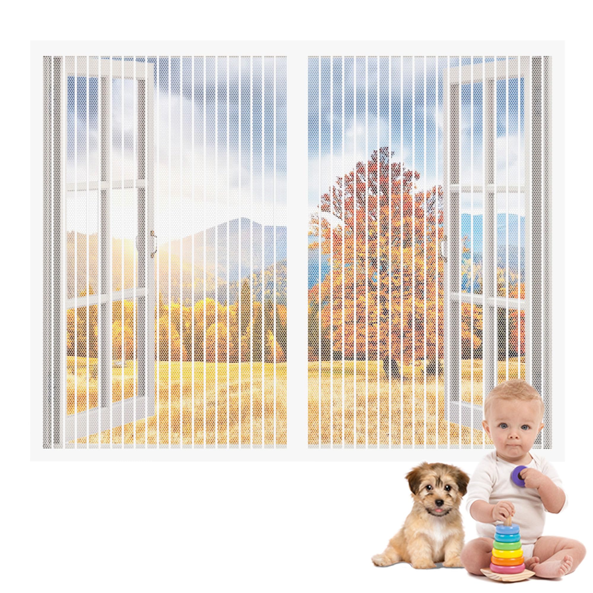 Budinghy White Fly Screens For Windows 95 X 107 Cm Magnetic Fly Screen Without Drilling Lets Fresh Air In For All Doors And Windows,