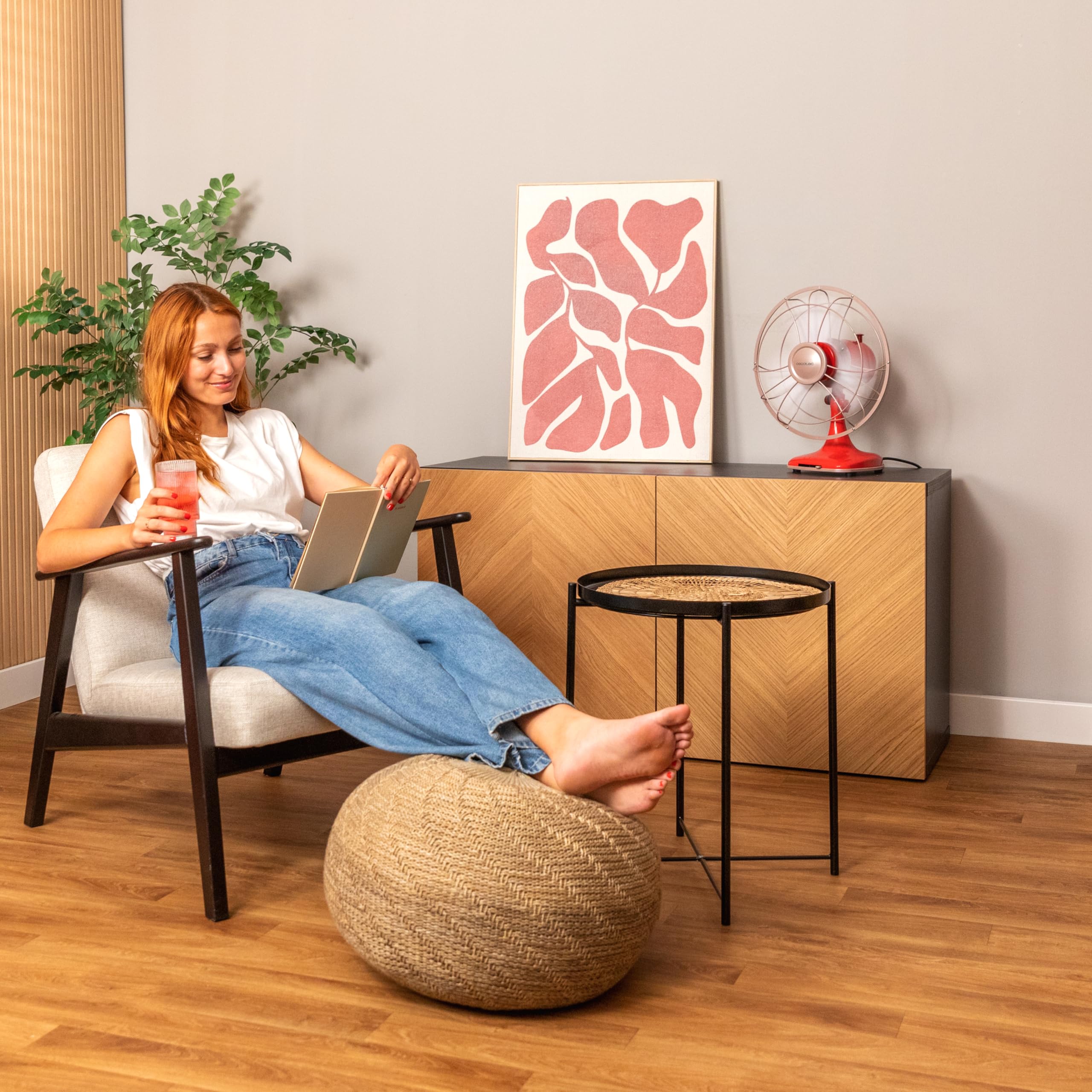 Cecotec Ventilador de Sobremesa EnergySilence 1090 RetroDesk Design. 40W de potencia, 12 Pulgadas, Diseño único y elegante, 3 Aspas aerodinámicas, 3 Velocidades, Oscilación 80º, Inclinación ajustable