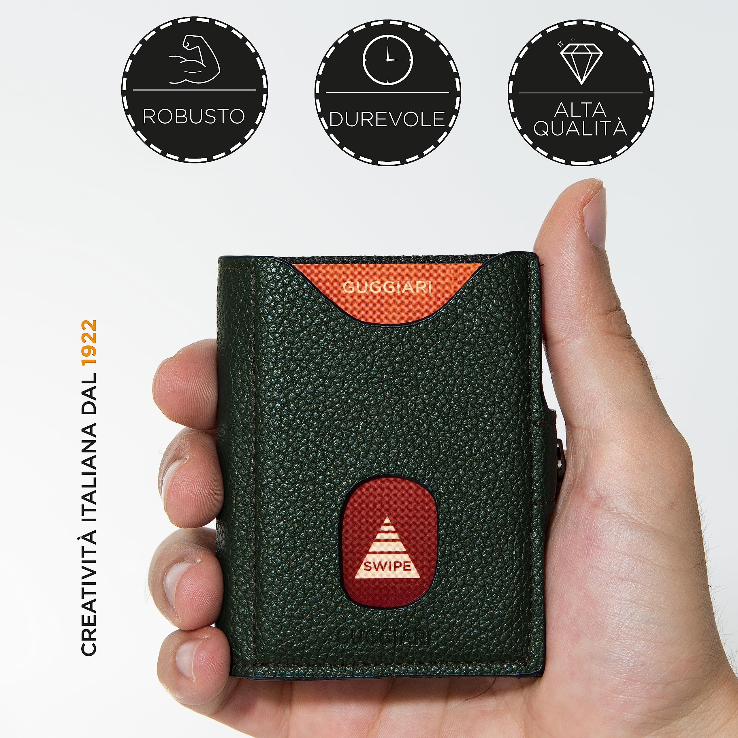 GUGGIARI ZEN®Portafoglio Uomo Piccolo, Portafoglio Uomo Slim con Porta Carte di Credito, Porta monete E Contanti-Compatto portacarte di credito da uomo, Idea Regalo Uomo-Bosco