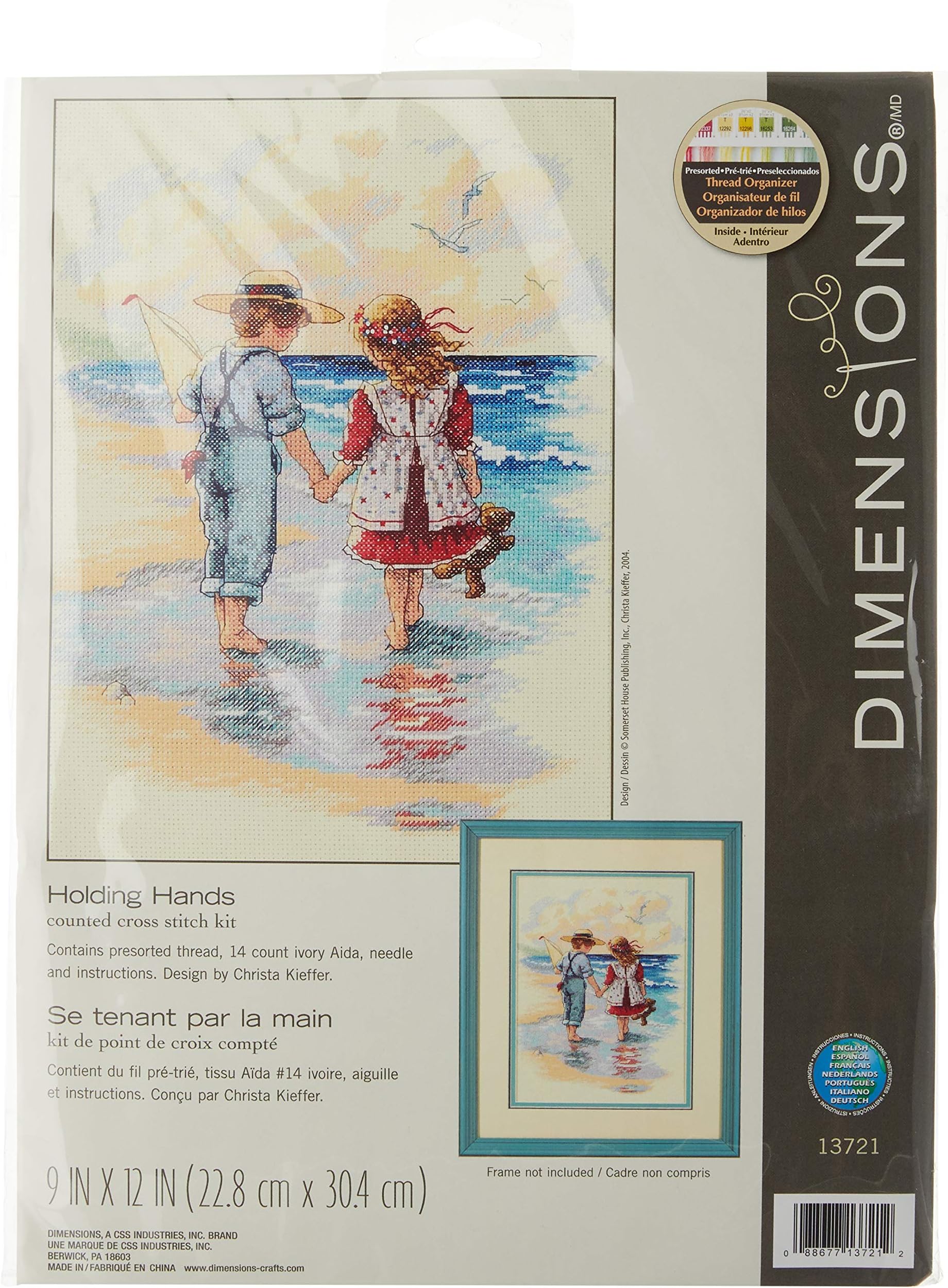 Dimensions 'Holding Hands' Counted Cross Stitch Kit, 14 Count Ivory Aida, 9'' X 12''