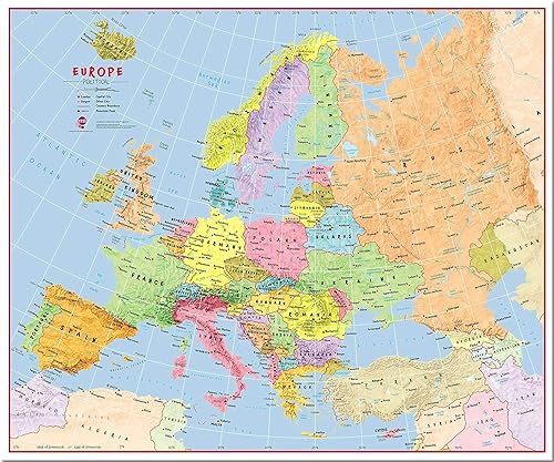 Miniatura 3 de Maps International Mapa de pared grande para niños y niñas, diseño de Europa política y primaria, laminado, 47 x 39
