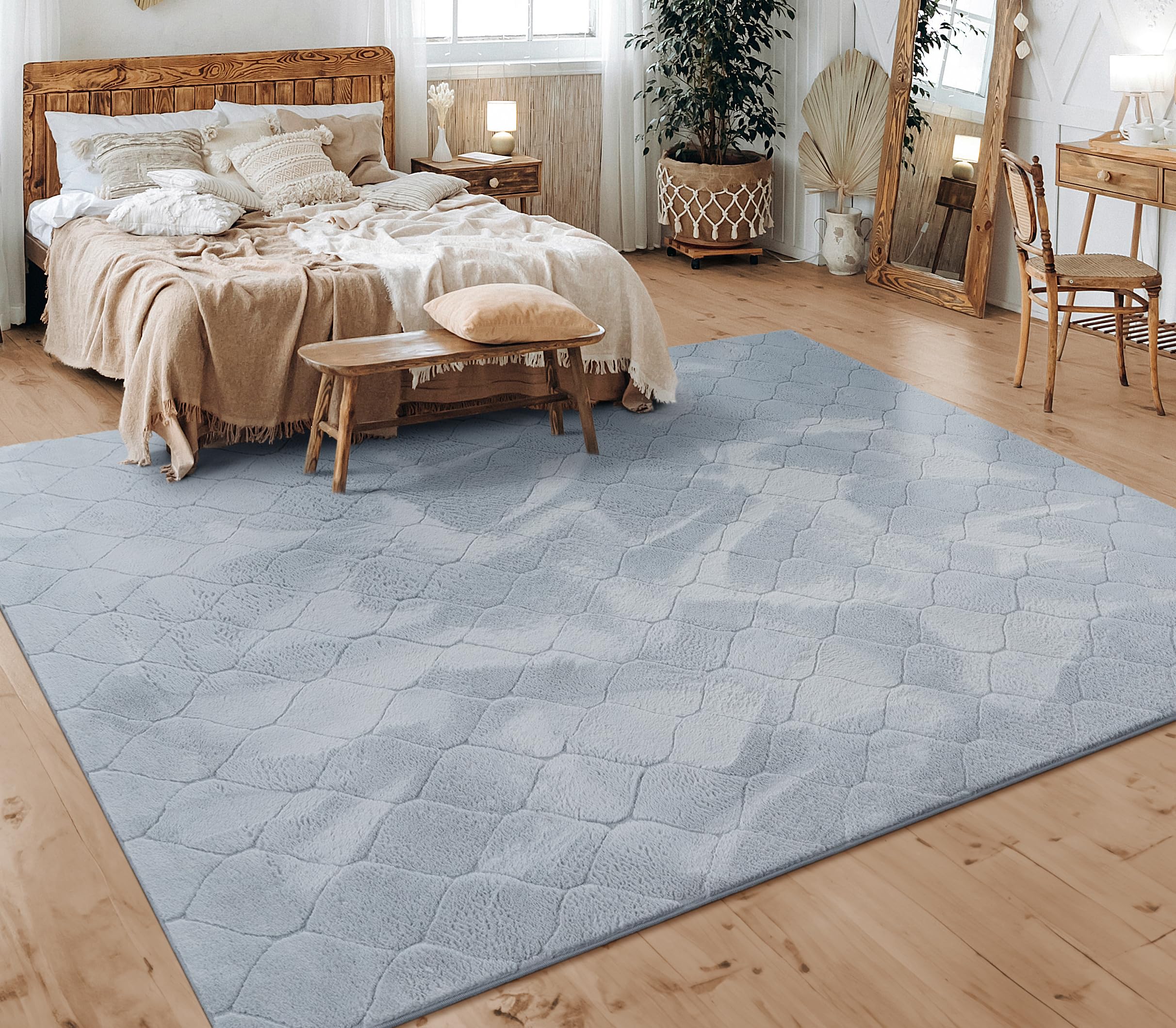 Alfombra Salon De Habitacion Pelo Corto Motivo Nordica Motivo Boho Chic Dibujo Geometrico, tamaño:60x100 cm, Color:Gris 3