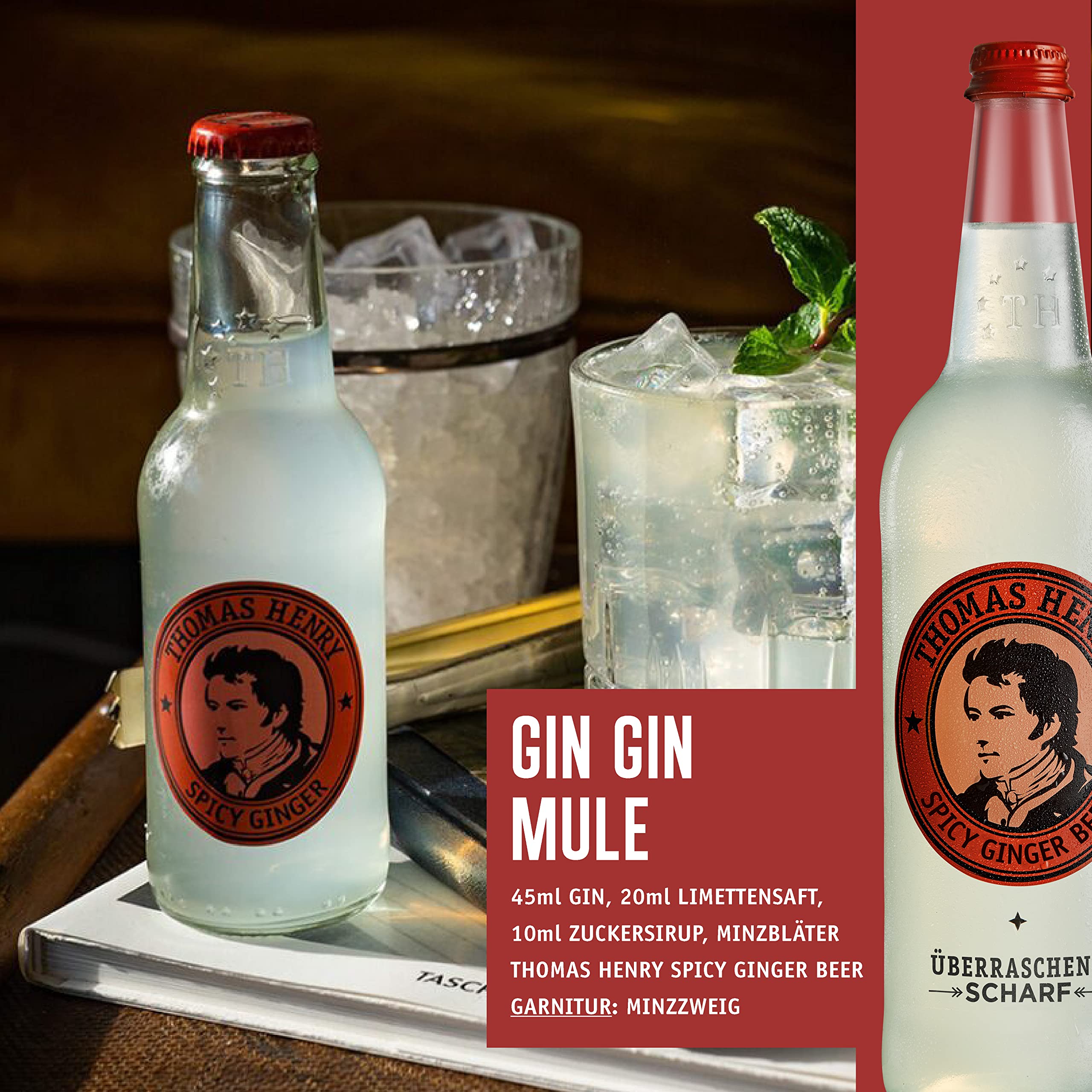 Thomas Henry Spicy Ginger Beer – sorprendentemente afilado – (3 x 0,75 l de cristal MW) – Juego de 3 limonadas de jengibre para mezclar tus bebidas y cócteles como Moscow Mule con Vodka & Co.