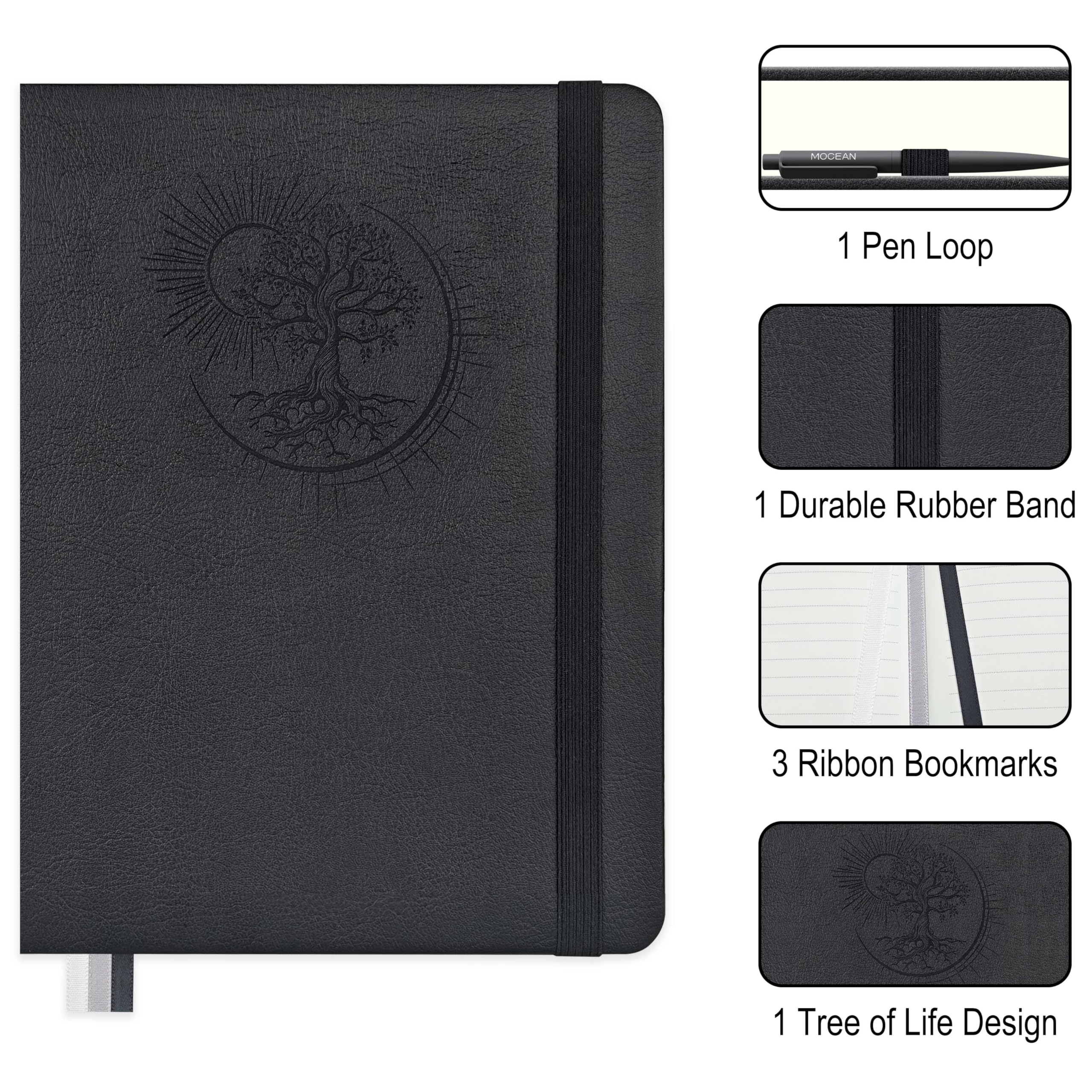 Mlife A5 Notebook with Tree of Life Design, 360 Pages, 100g Paper, PU Cover, Elastic Band, Pen Holder, 3 Bookmarks - Image 3