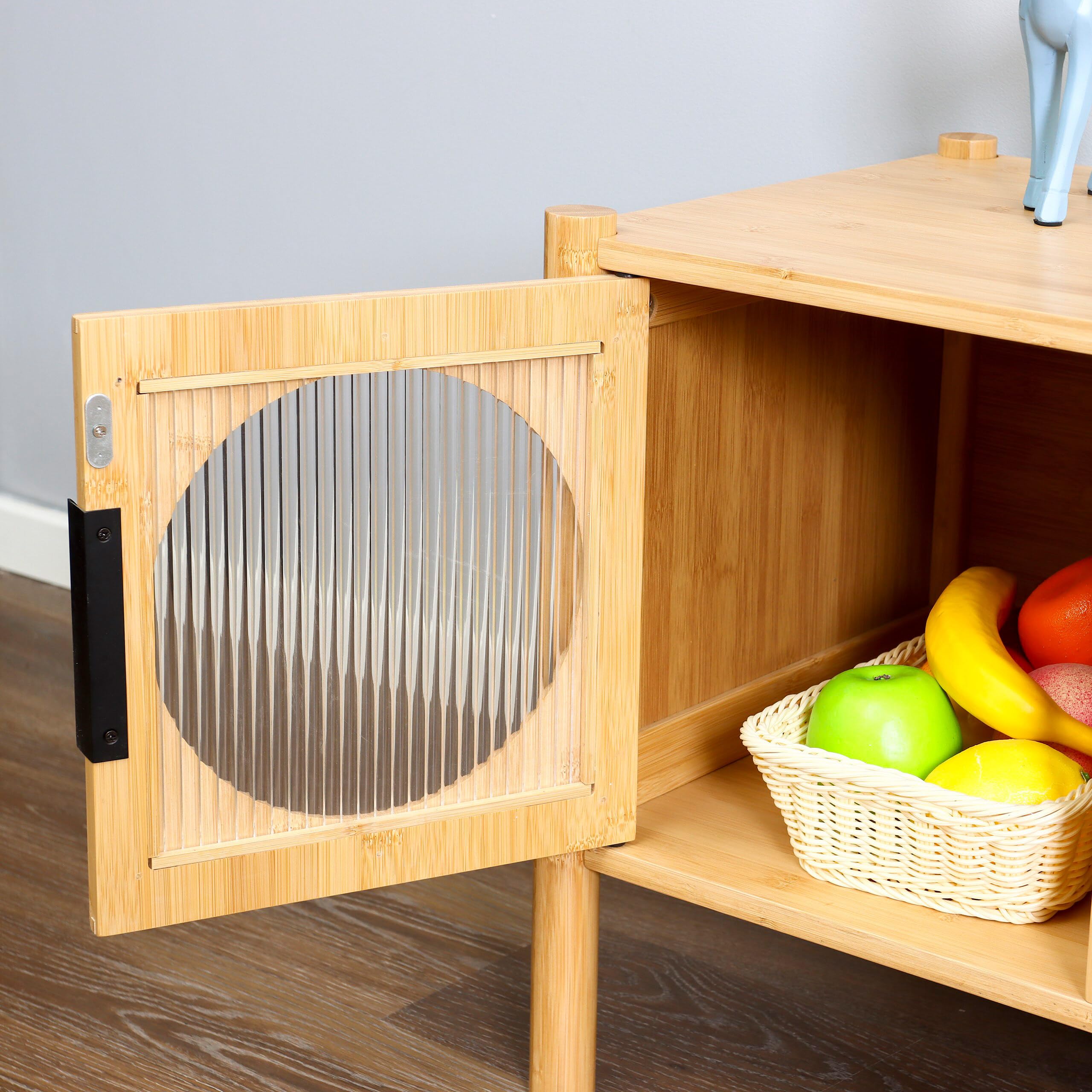 Mobile TV Relaxdays, con 2 ante, per TV fino a 43 pollici, legno, HLP: 48 x 103 x 40 cm, tavolino TV, naturale