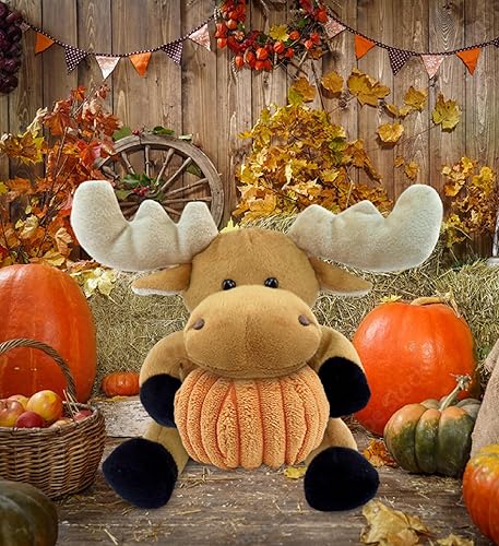 Miniatura 5 de DolliBu Peluche de alce súper suave con decoración de calabaza y personalización del nombre, animal de peluche de calabaza para otoño, Halloween y