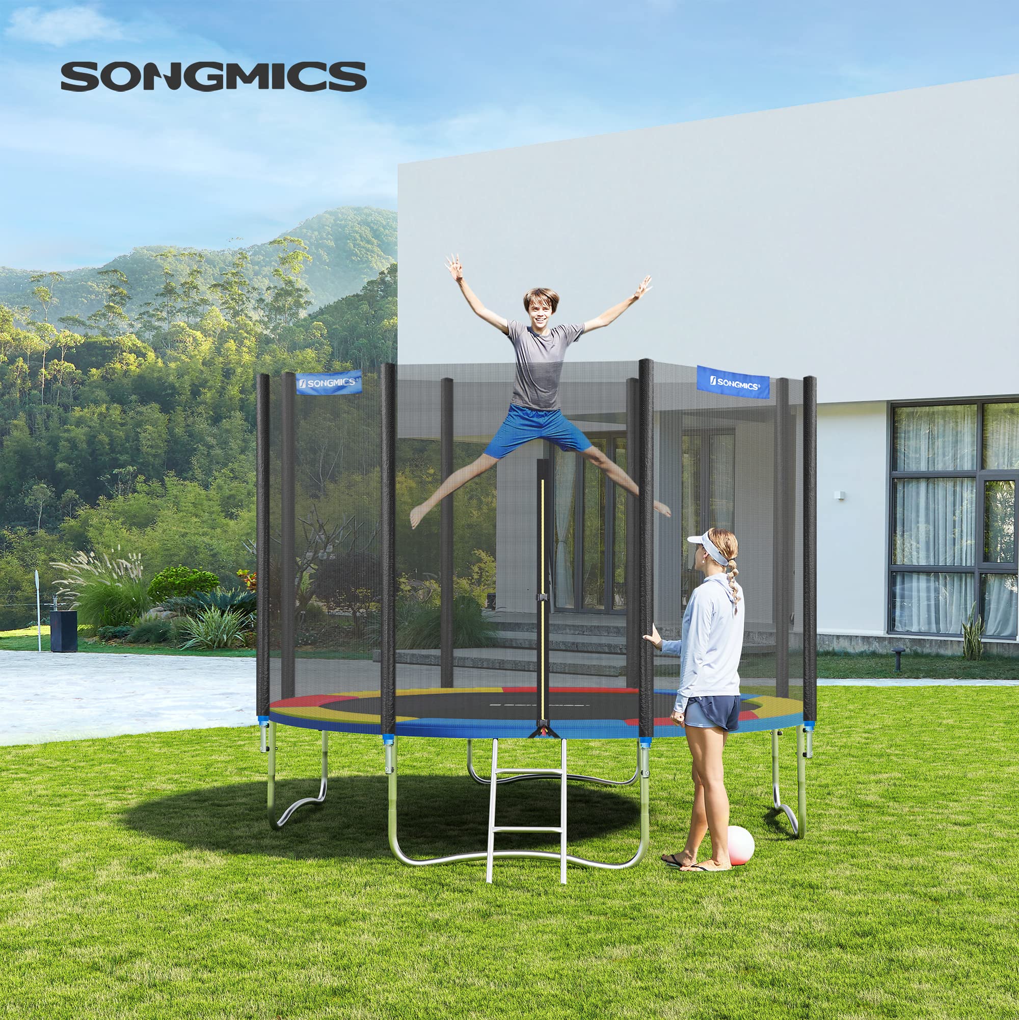 SONGMICS Coussin de Protection de Trampoline, Ø 183 244 305 366 427 cm, Coussin de SÉcuritÉ de Remplacement, RÉsistant aux Rayons UV, Anti-dÉchirure, Protection Bordure