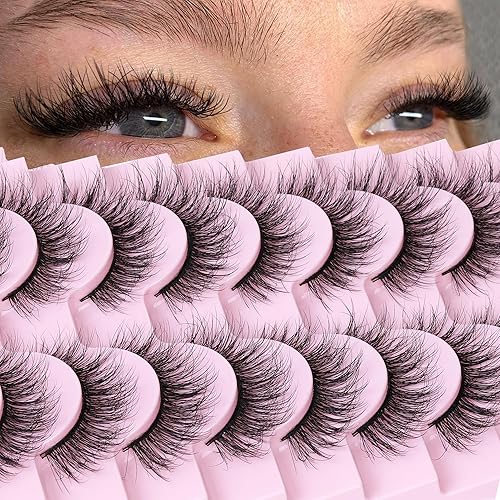 FANXITON Pestañas postizas esponjosas y de aspecto natural, pestañas cortas de ojo de gato, 10 pares de pestañas de visón sintético 3D