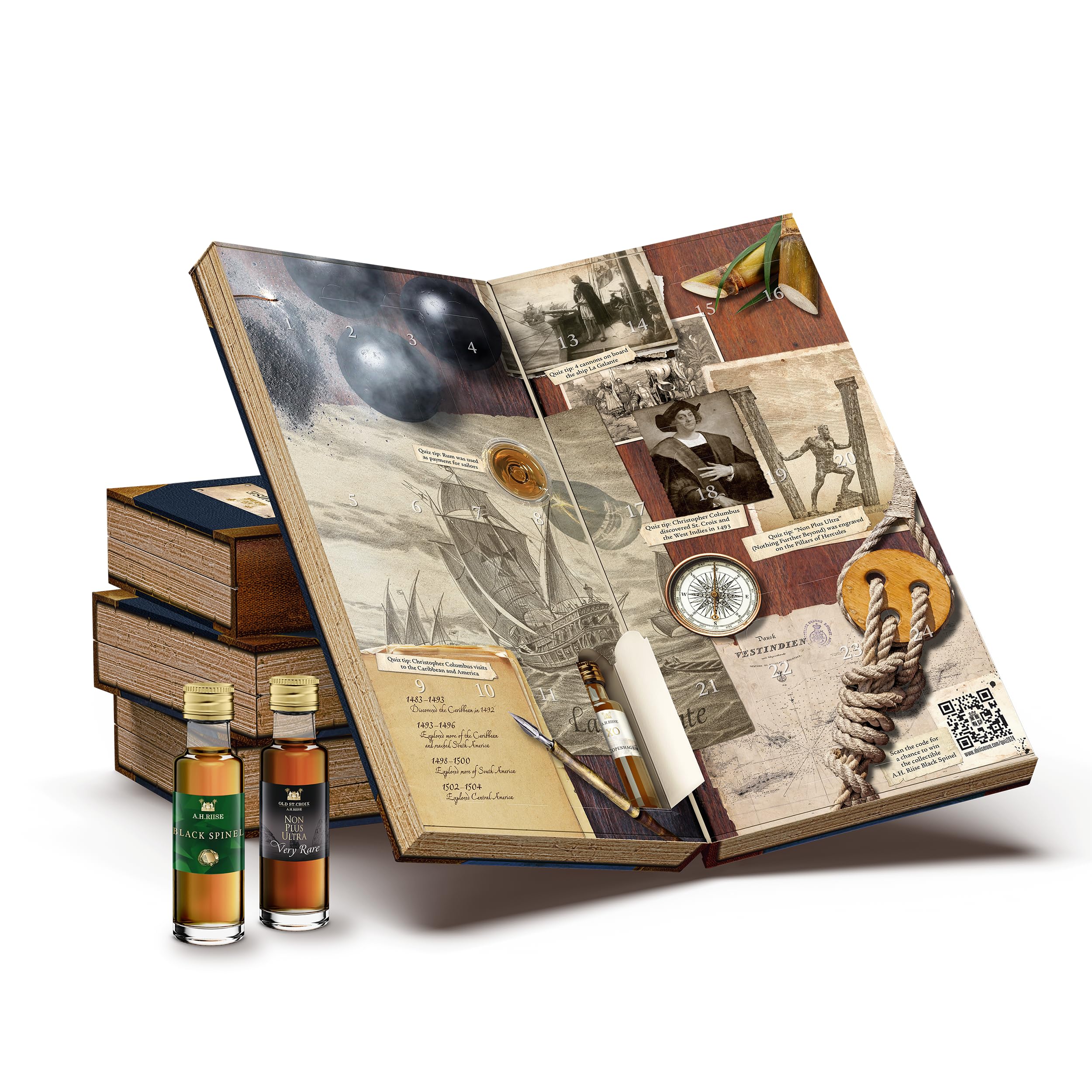 A.H.Riise Adventskalender | Rum-Genuss in der Adventszeit | 24 exquisite Mini-Flaschen | Dänische Tradition und karibischer Rum-Herstellung | Zum Verschenken oder selbst genießen | 24 x 20ml