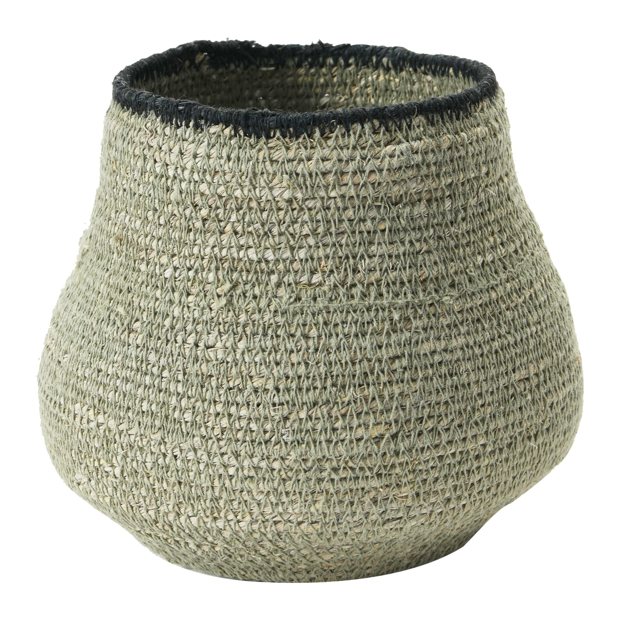 Bloomingville Hand-Woven Seagrass, Grey & Black Basket, AH1801