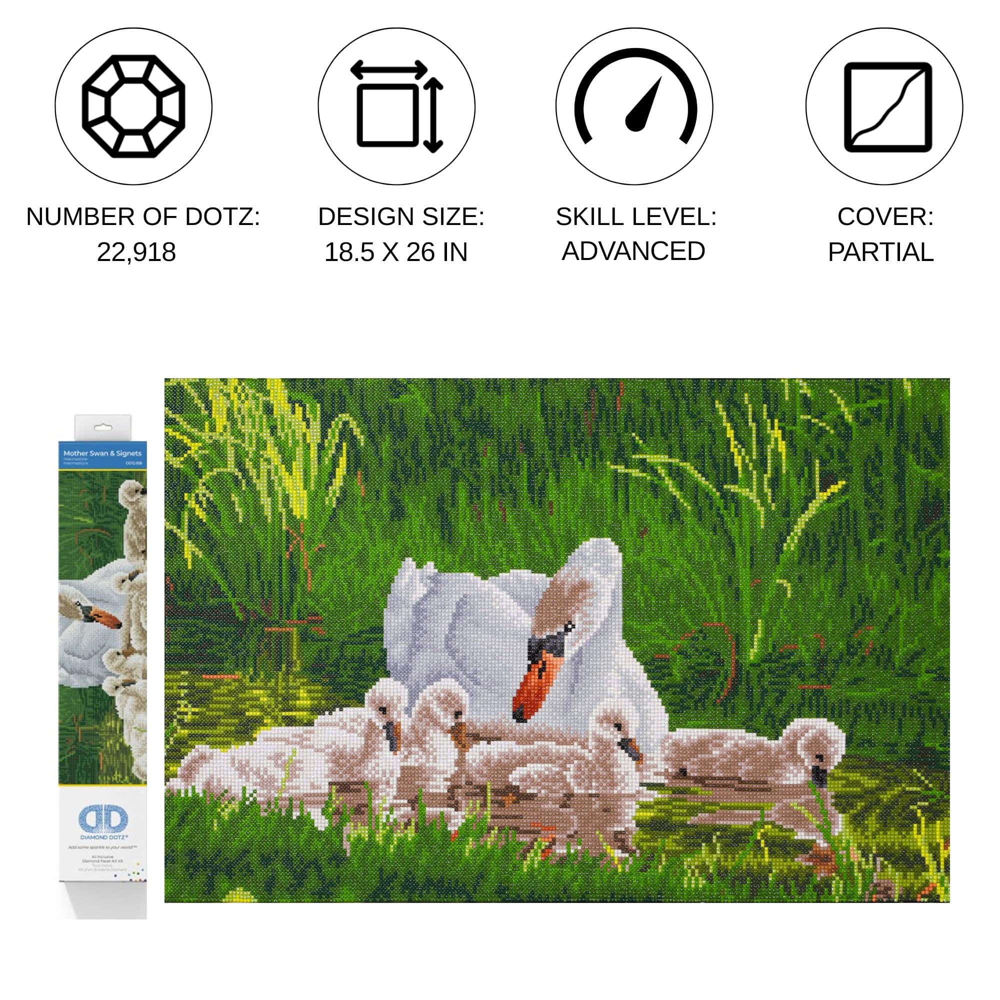 DIAMOND DOTZ Painting Kit: Intermediate, DD12, Mother Swan & Signets, 62 x 41cm, DD12.058 - Image 2