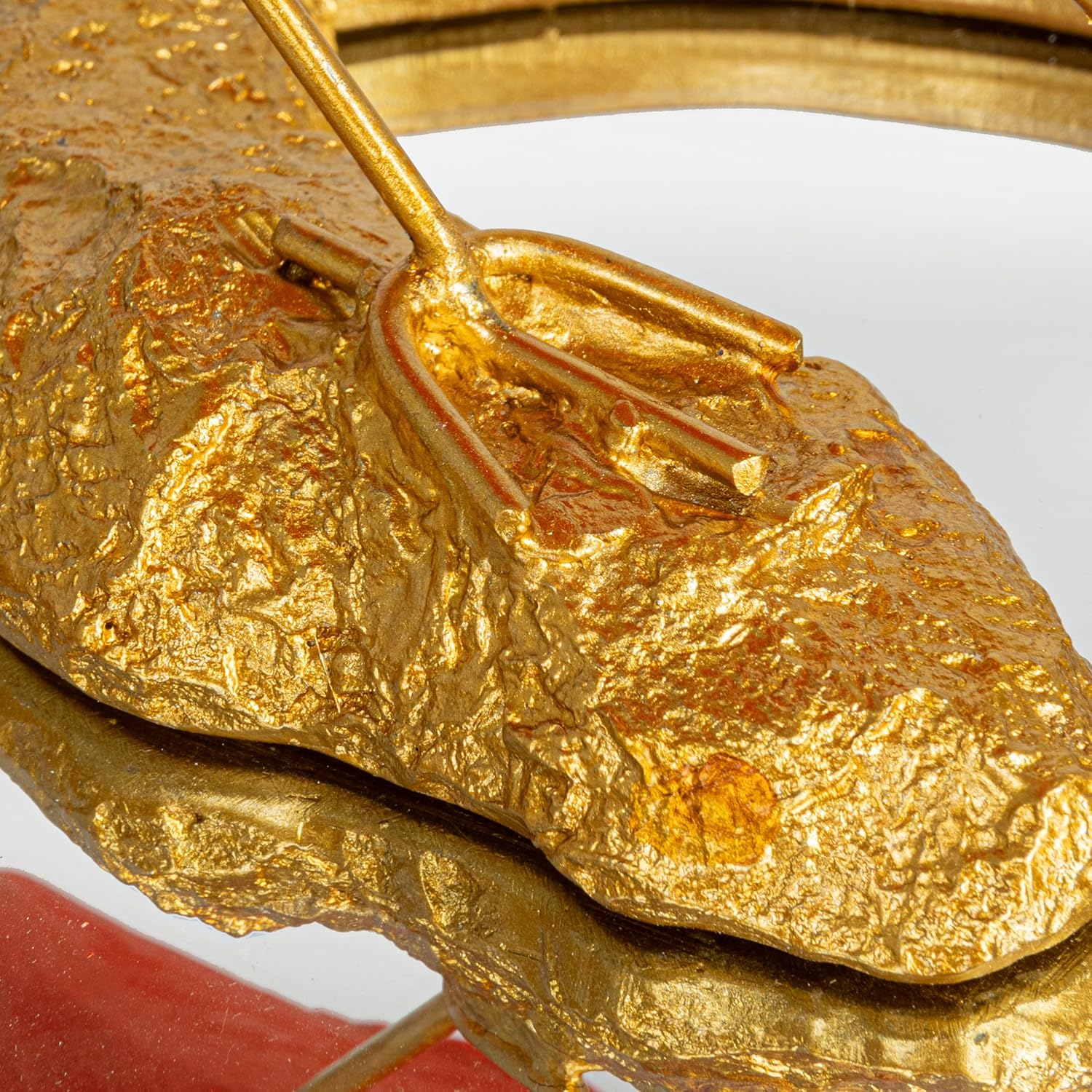 Scarlet Ibis Figurine on Gold Mirrored Tray