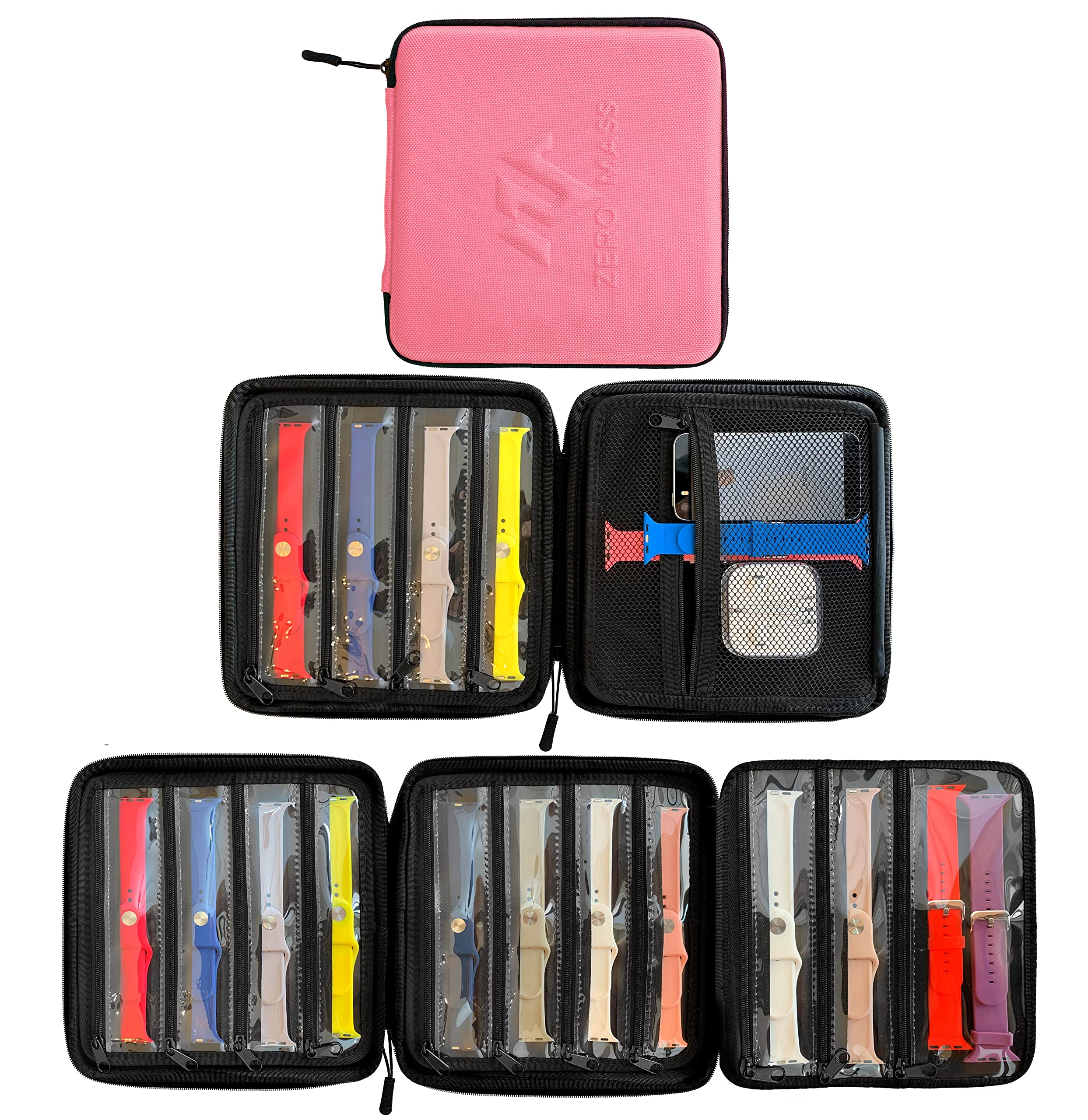 Zero Mass Travel Carrying Case Folder Organizer for Apple Watch Bands Smart Watch Bands Stores 12-24 Straps Extra