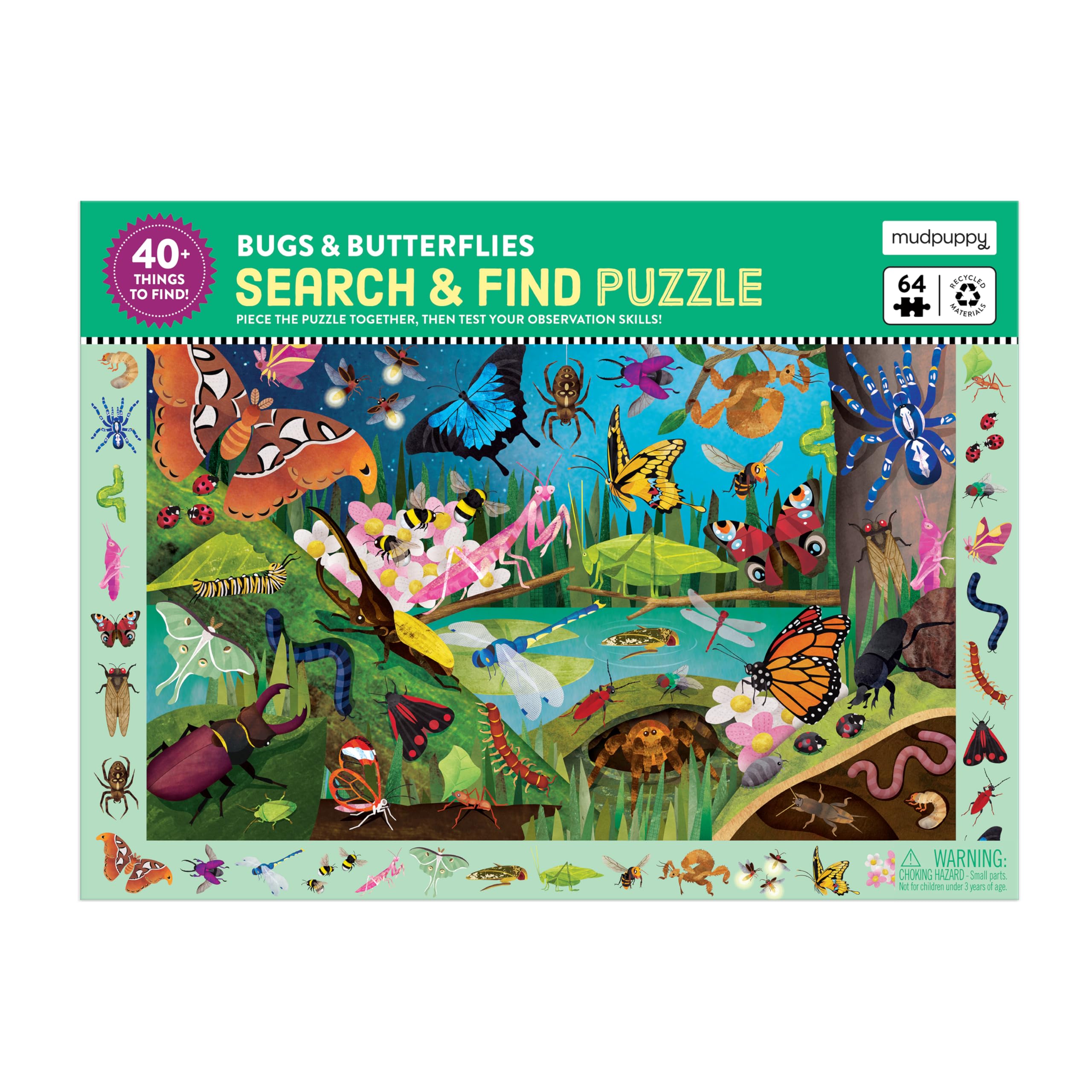 Mudpuppy Bugs & Butterflies Puzzle - Find 40+ Insects! -2