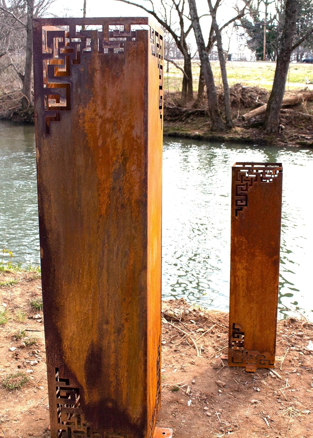 Asian Garden Columns - Zen Garden Decor - Yard Sculpture - Well Cover - Landscape Light Cover- Japanese Garden Decor (36" T x 8.25" W x 8.25" D with NO LID)