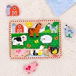 Melissa & Doug Puzzle en bois de ferme (8 Pcs) - FSC CertifiedFarm Jouets d'animaux pour les enfants, Puzzles en bois pour les tout-petits Âges 2+