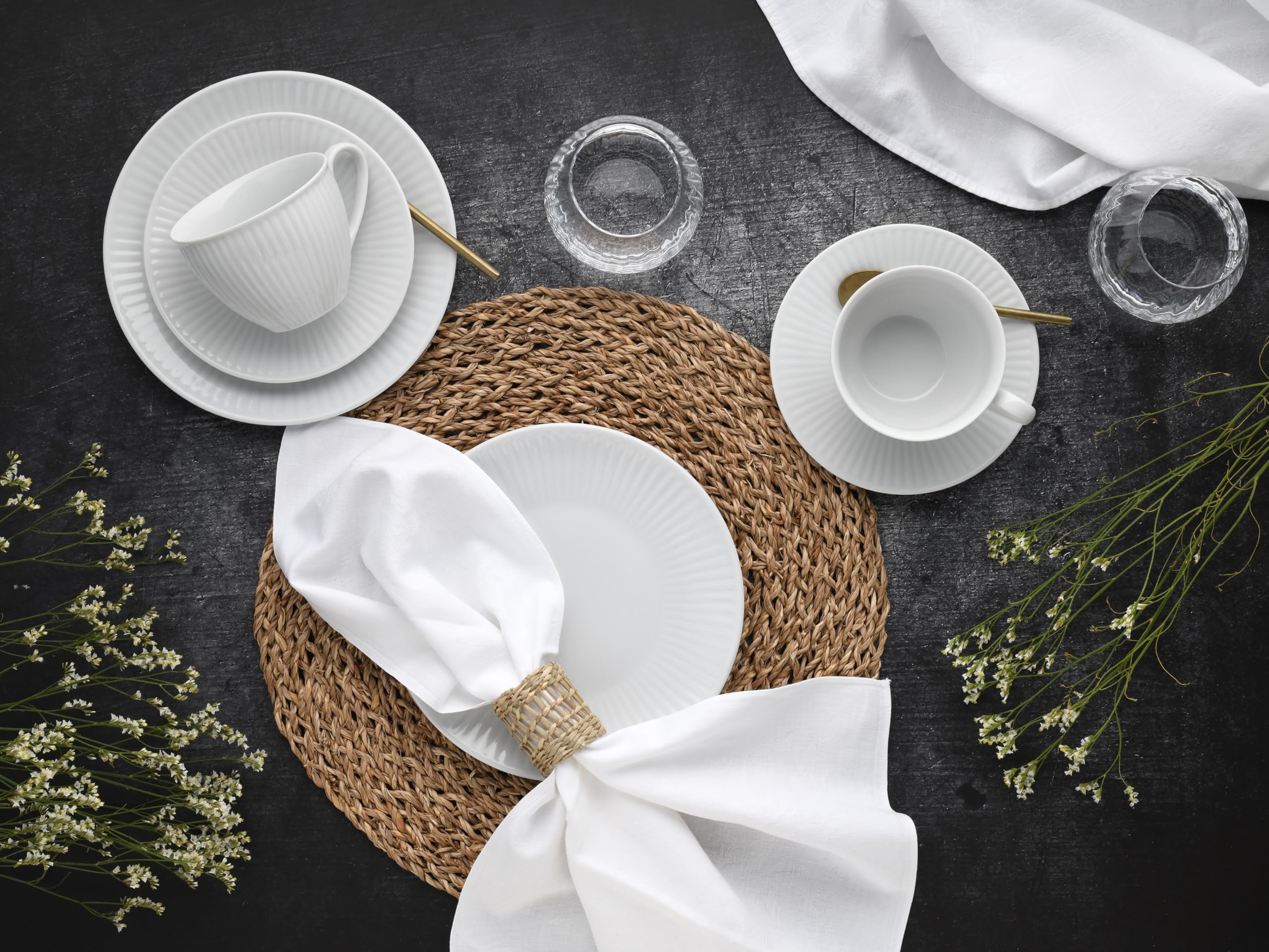 CreaTable 21876 Série Valenica Service à café en porcelaine pour 6 personnes Blanc
