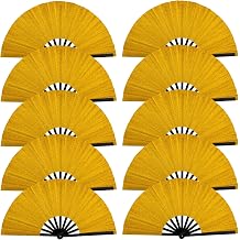 10 PCS Boots on The Ground Fan, Clap Fans for Line Dancing, 13" Glitter Large Rave Fans,Folding Clack Handheld Foldable Hand Fan for Dance, EDM Music Festivals & PartiesGolden