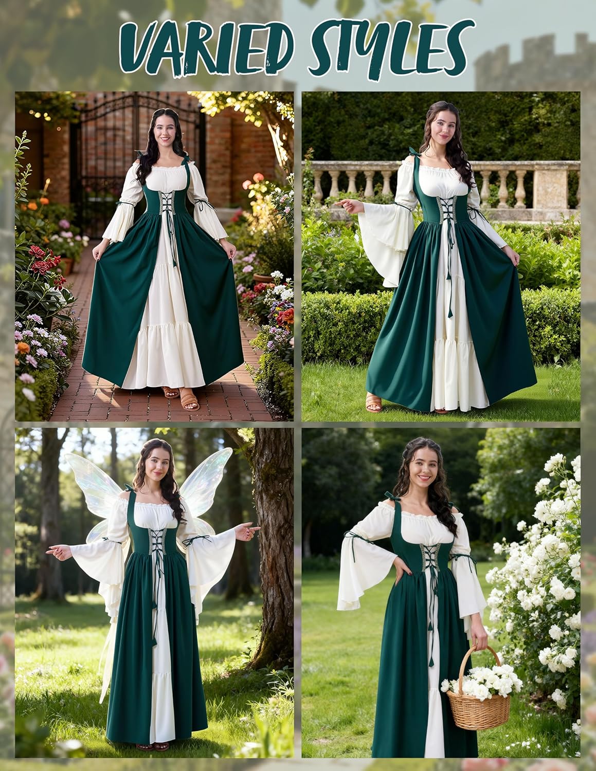 Spooktacular Creations Halloween Renaissance Costume Women, Renaissance Corset Dress, Plus Size Medieval Chemise for Cosplay - Image 4