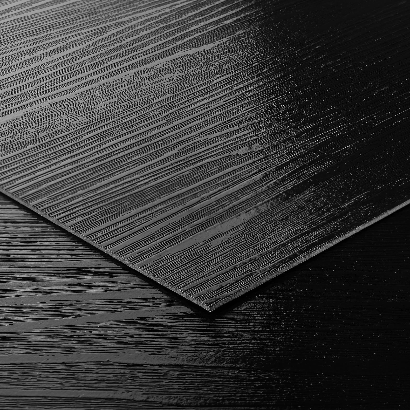Livelynine Black Wood Peel and Stick Floor Tile Waterproof Vinyl Flooring 12x12" 4-Tiles Luxury Faux Hard Wood Flooring Kitchen Stick on Floor Tiles for Bathroom Self Adhesive Laminate Flooring Sheet