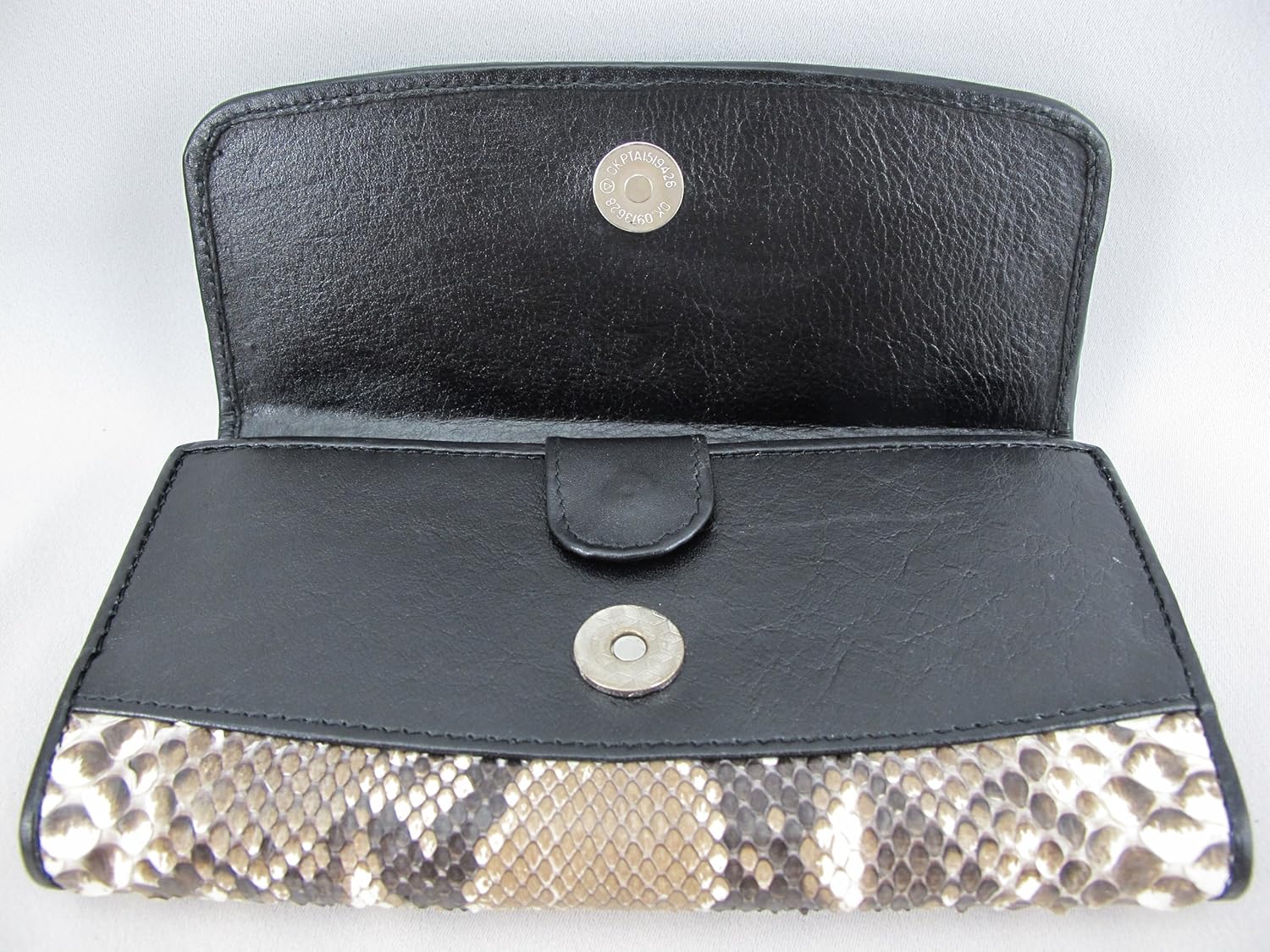 Pelgio Genuine Python Snake Skin Leather Women's Trifold Clutch Wallet (Reticulated Natural)