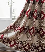 Vista 4 de Petrichor Elegant Curtains with Gold Silver Threads 2 Panels Set - Luxury Window Treatment Attached Valance, Sheer Backing, and 2 Tie Backs for