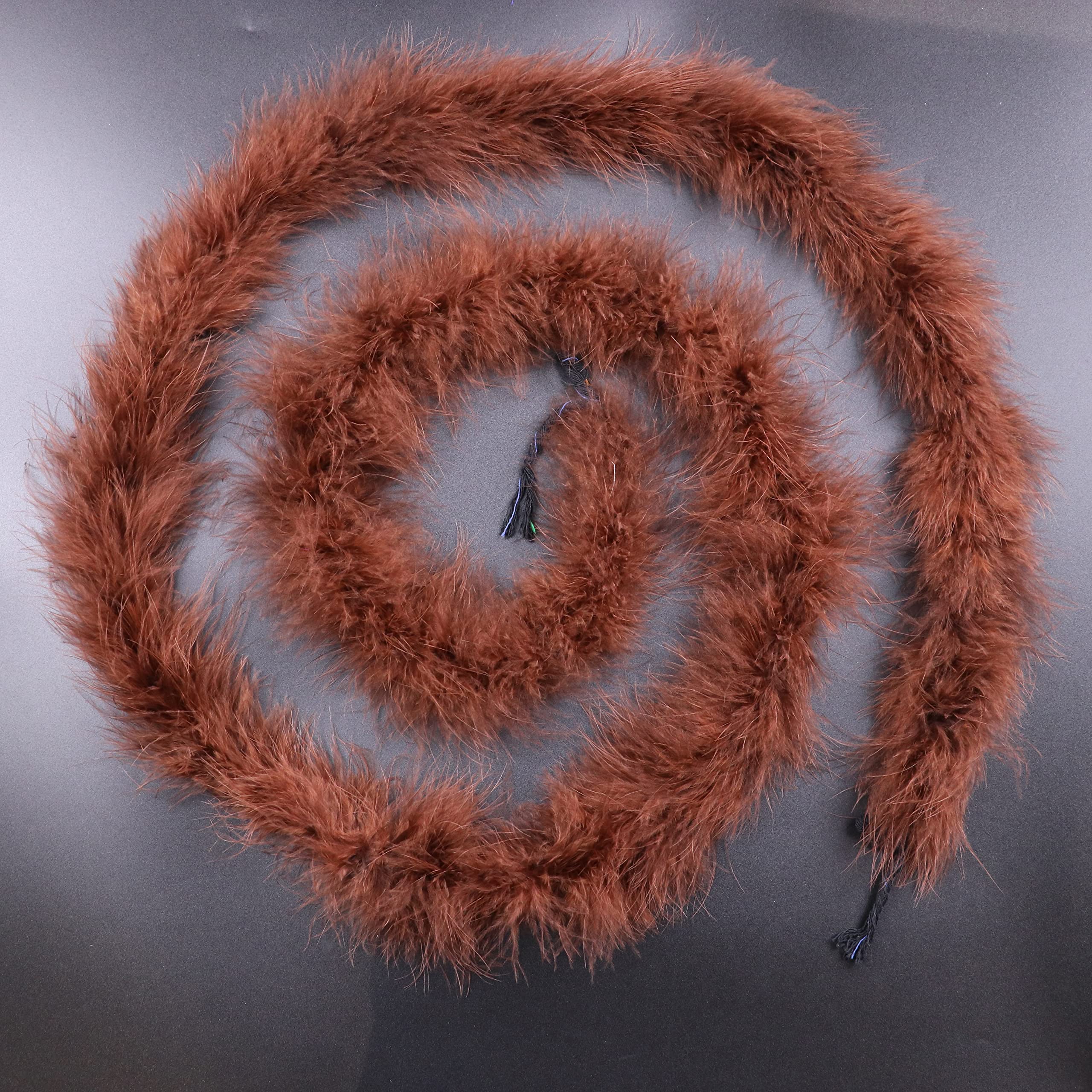 2 Yards 20G Fluffy Marabou Coffee Feather Boa for DIY Craft Sewing Trim Home Wedding Party Christmas Decoration - Image 3