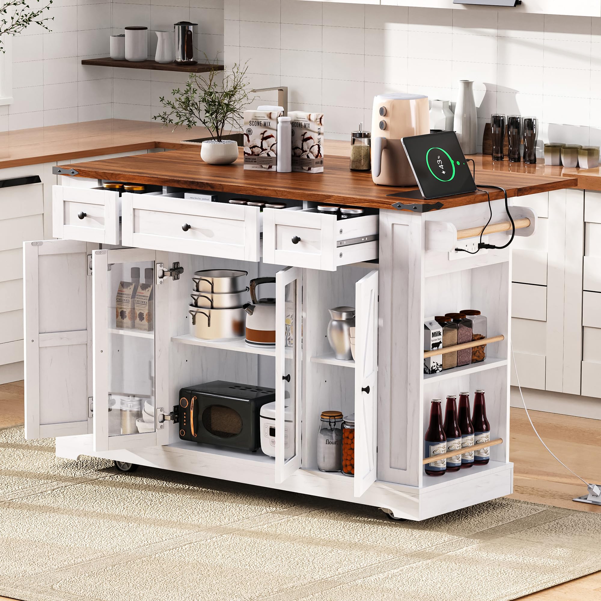 Amazon.com: JIVOIT Large Kitchen Island with Drop Leaf, 53