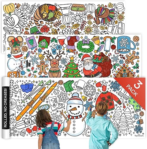 Miniatura 24 de Tiny Expressions Póster gigante para colorear para niños, feliz día de San Valentín, enrollado, sin arrugas, 30 x 72 pulgadas, mantel para colorear