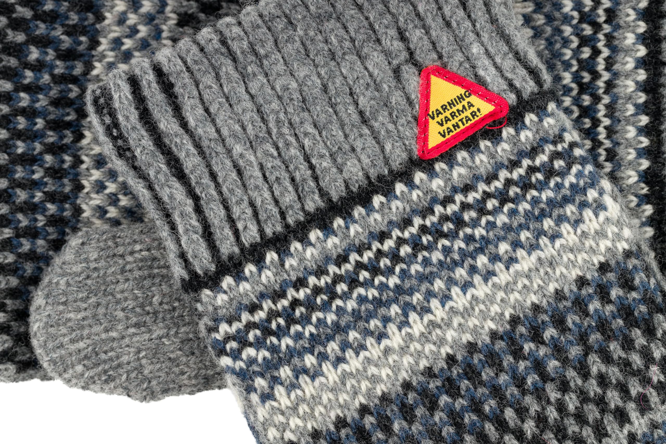 ÖJBRO VANTFABRIK guanti in maglia lana merino Kören Kerstin L (10-11) grigio guanto fuderato caldi morbidi Svezia