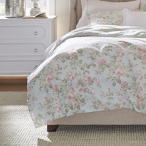 Miniatura 6 de Laura Ashley Home - Juego de funda de edredón tamaño Queen, ropa de cama de algodón reversible con fundas a juego, decoración transpirable del hogar