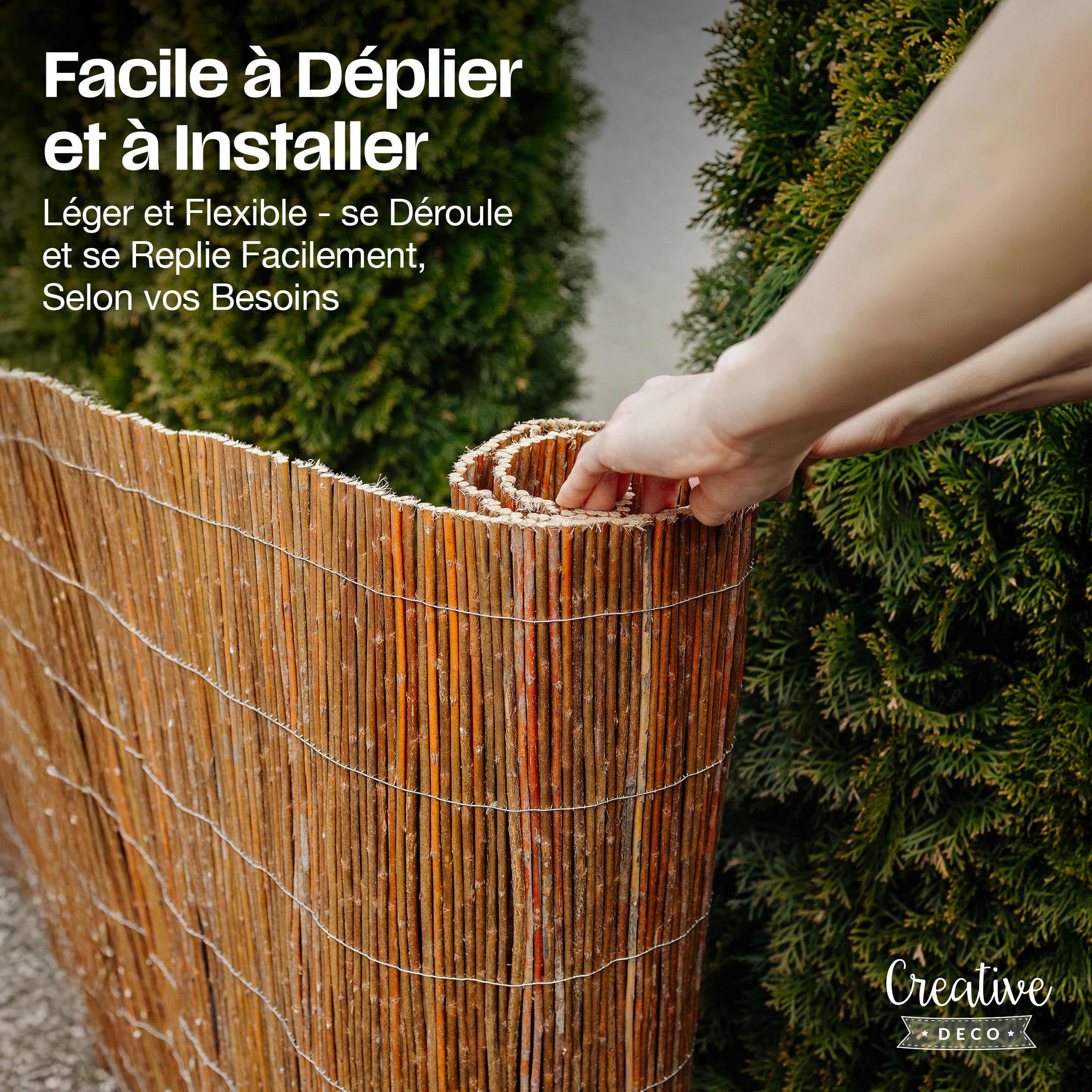 Creative Home Brise-vue en Saule pour Balcon et Terrasse 90 x 300 cm | Clôture Naturelle | Canisse en Saule | Protection Solaire Balcon | Protection contre le Vent | Coupe-Vent Patio