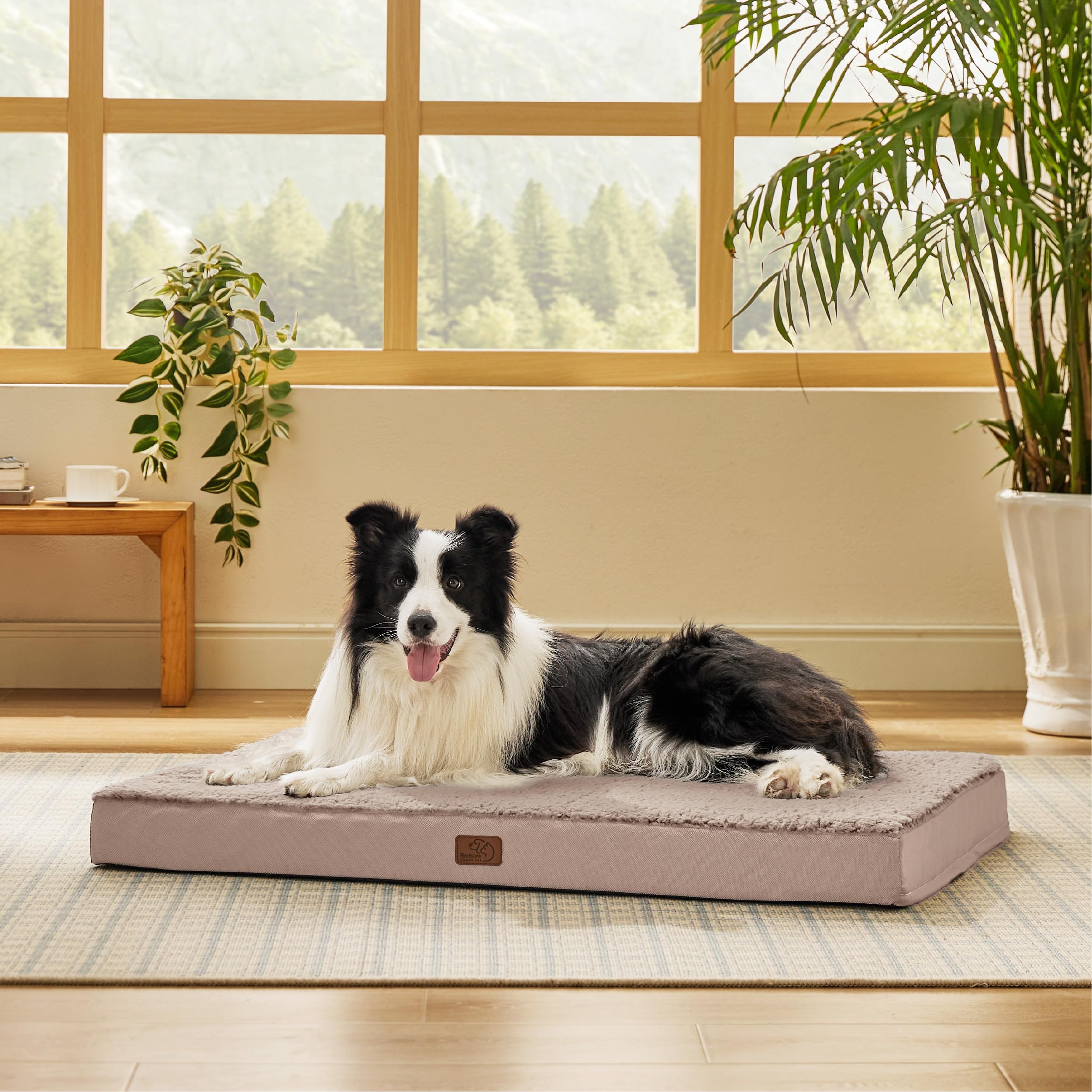 Bedsure Dog Beds Large Sized Dog - Comfy Flat Pet Beds with Removable Washable Cover, Orthopedic Egg Crate Foam Puppy Mat, Suitable for Pet Up to 65